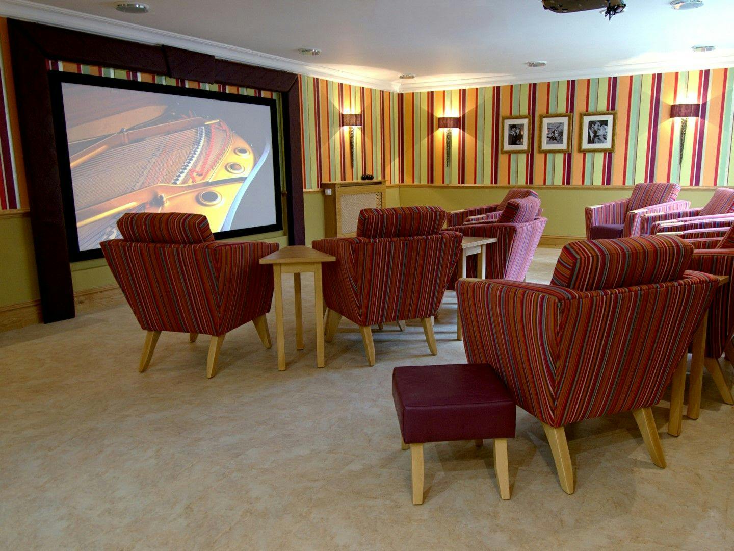 Cinema at Anya court Care Home in Rugby, Warwickshire