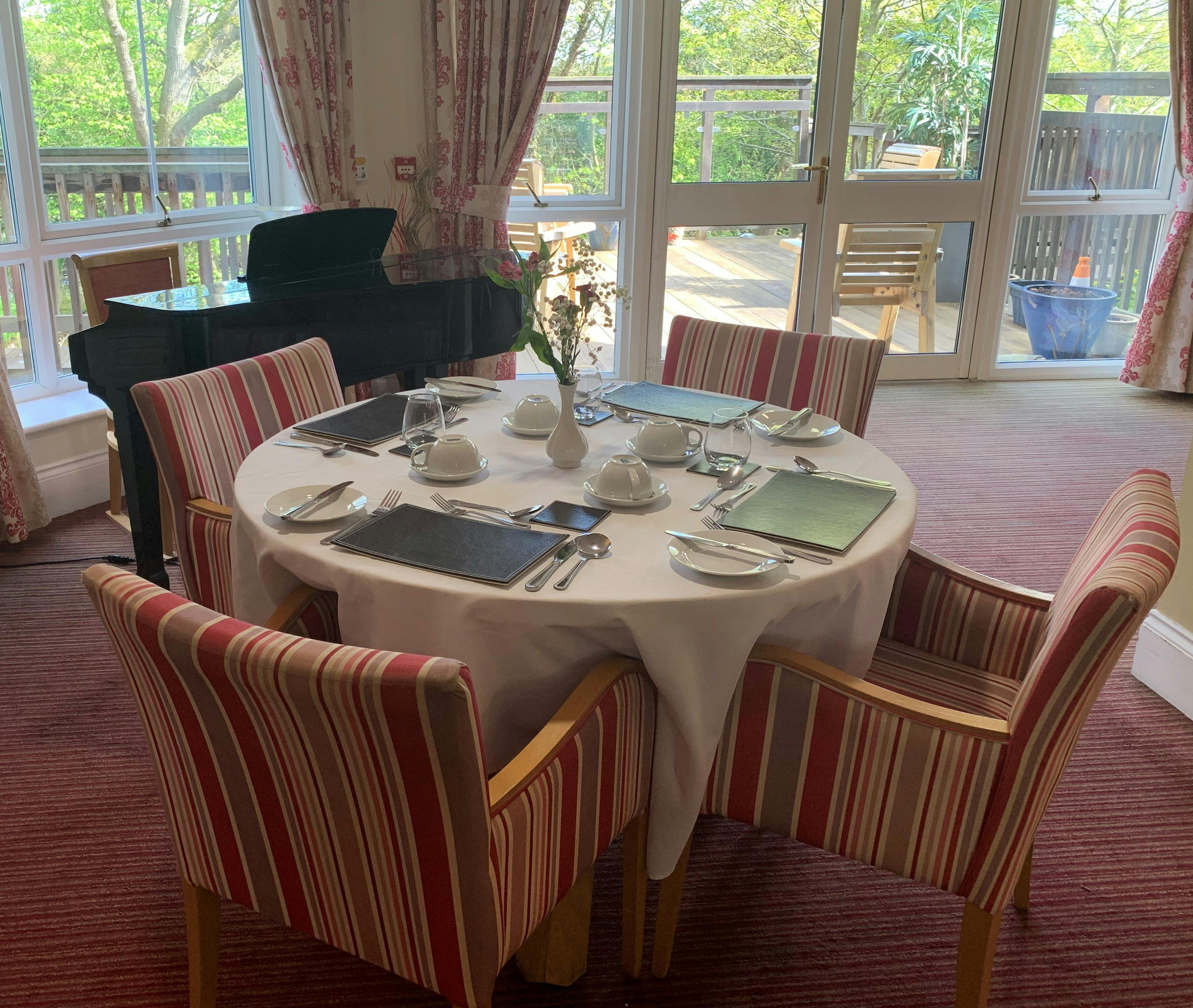 Dining area of Cooperscroft care home in Potters Bar, Hertfordshire