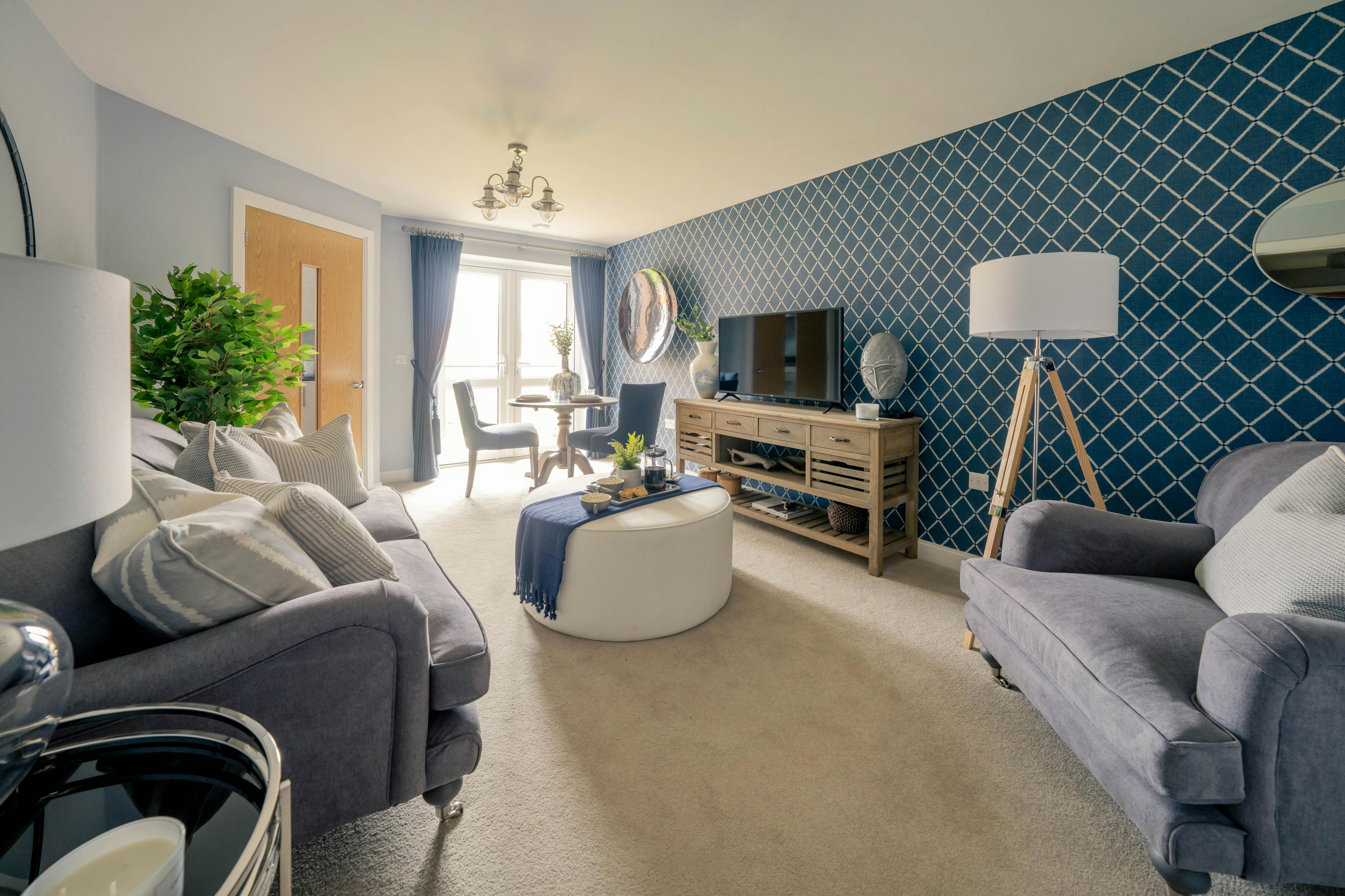 Living Room at Oakhill Place Retirement Development in Bedford, Bedfordshire