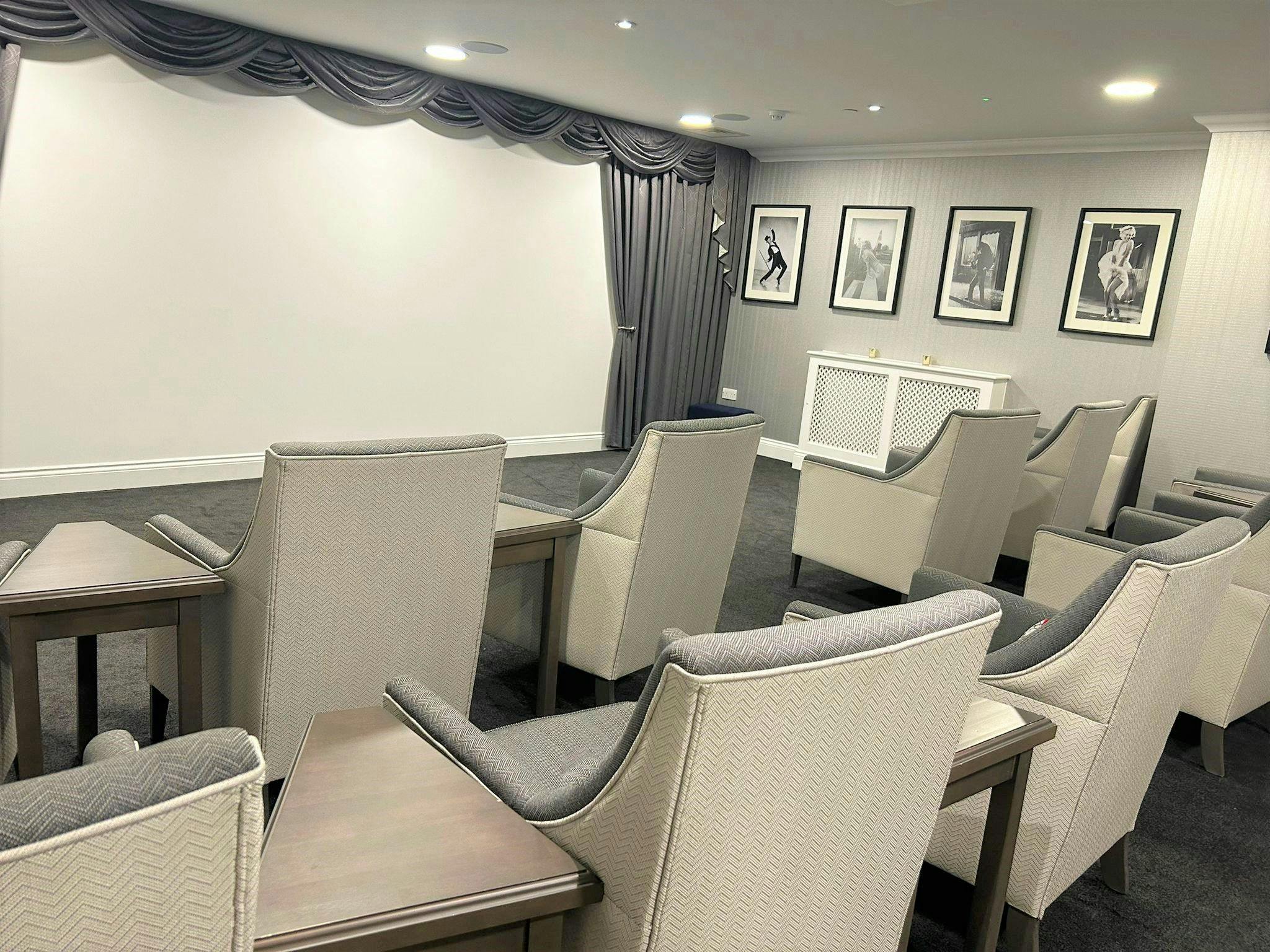 Cinema of Cuffley Manor care home in Potters Bar, Hertfordshire