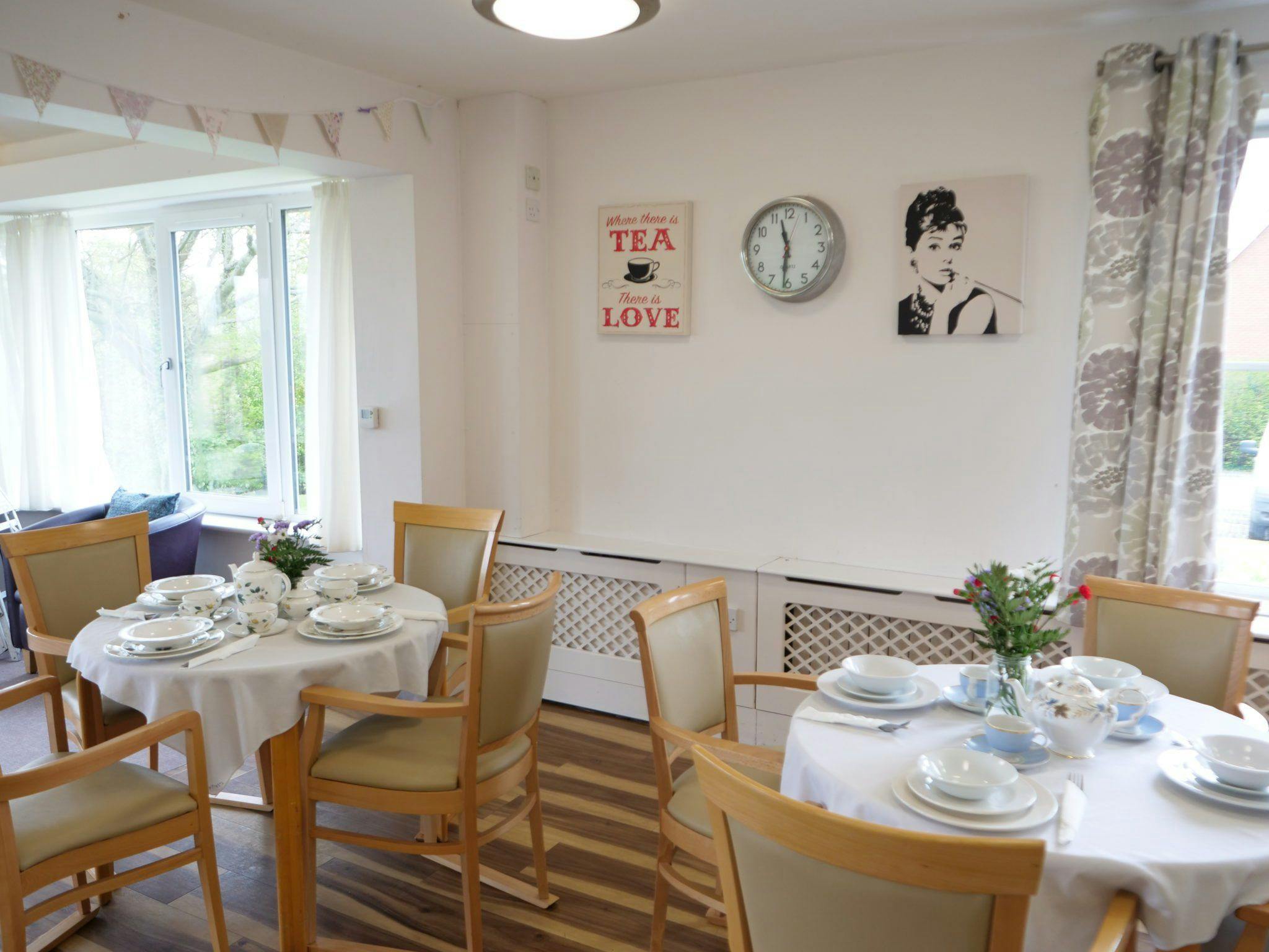 Dining room of Hartley House care home in Cranbrook, Kent,