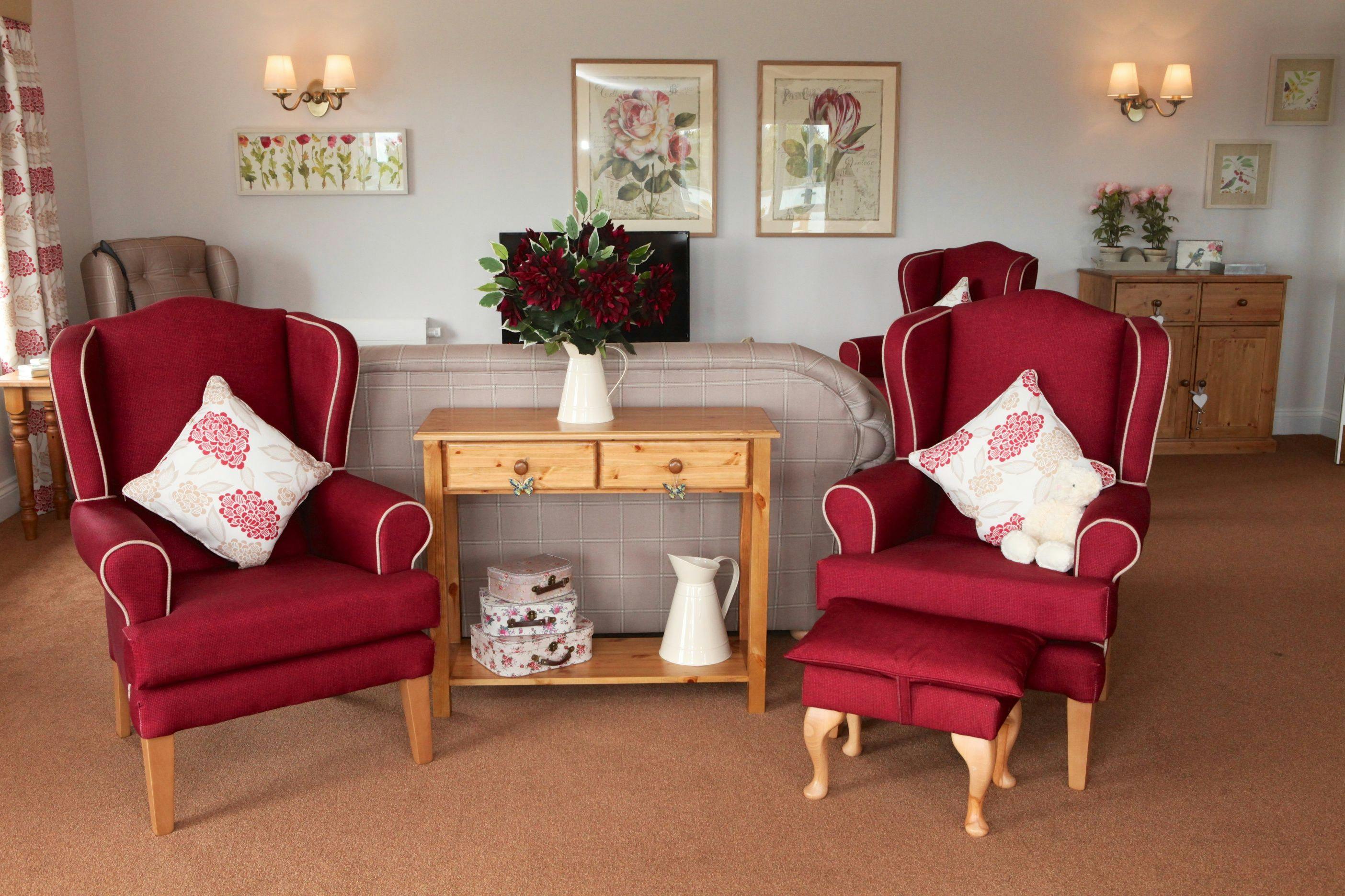 Lounge of Bryn Ivor Lodge care home in Newport, Cardiff