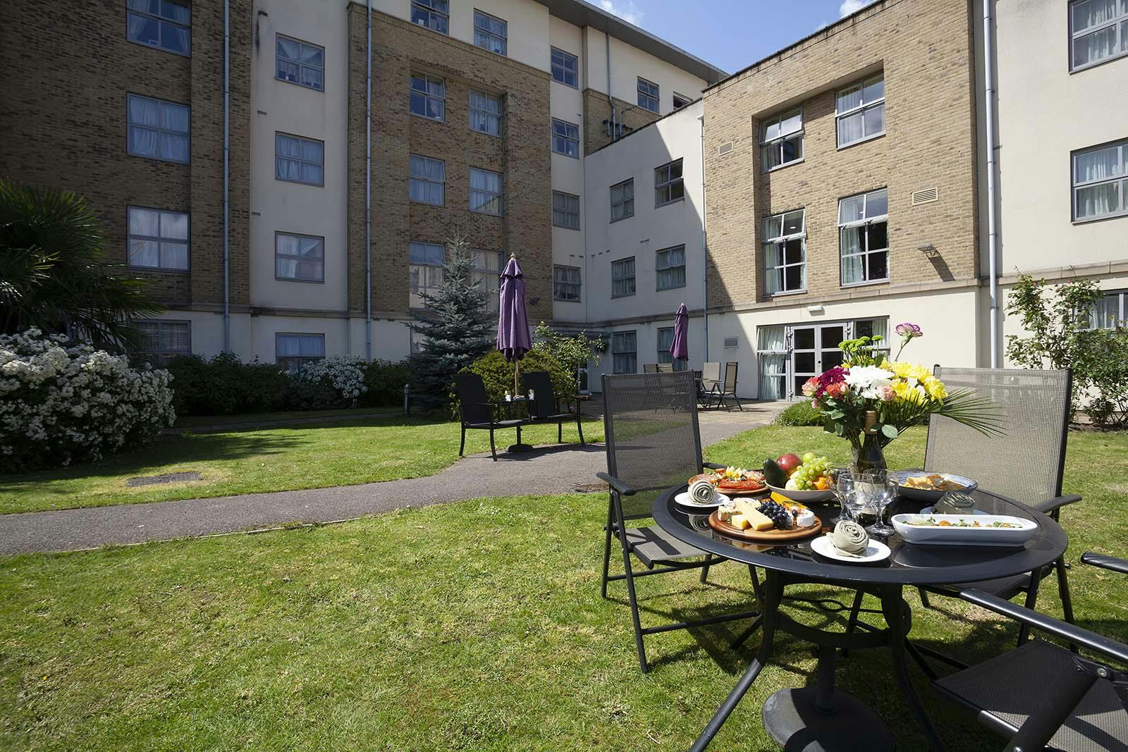 Garden area of Albany Lodge care home in Croydon, London