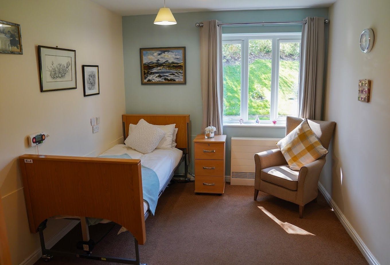 Bedroom at Allanbank Care Home in Dumfries and Galloway, Stewartry of Kirkcudbright