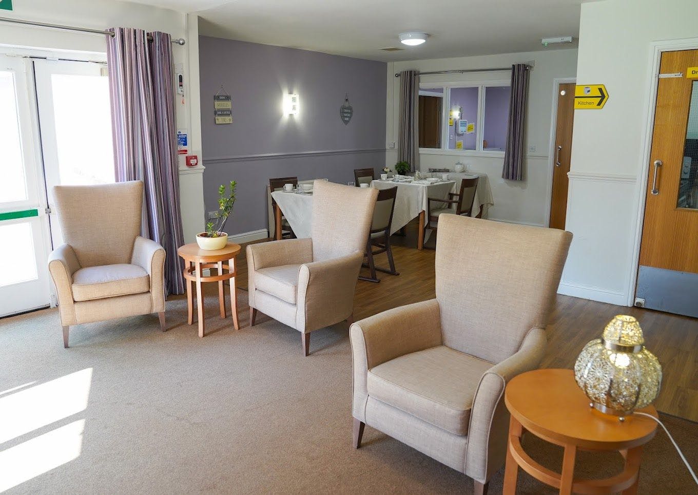 Communal Lounge of Allanbank Care Home in Dumfries and Galloway, Stewartry of Kirkcudbright
