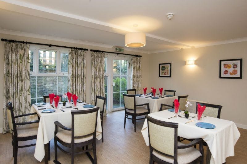 Dining room of Amberley Lodge care home in Purley, London
