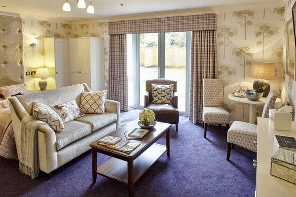 The lounge area at Hawthorns Aldridge Care Home in Walsall, Staffordshire