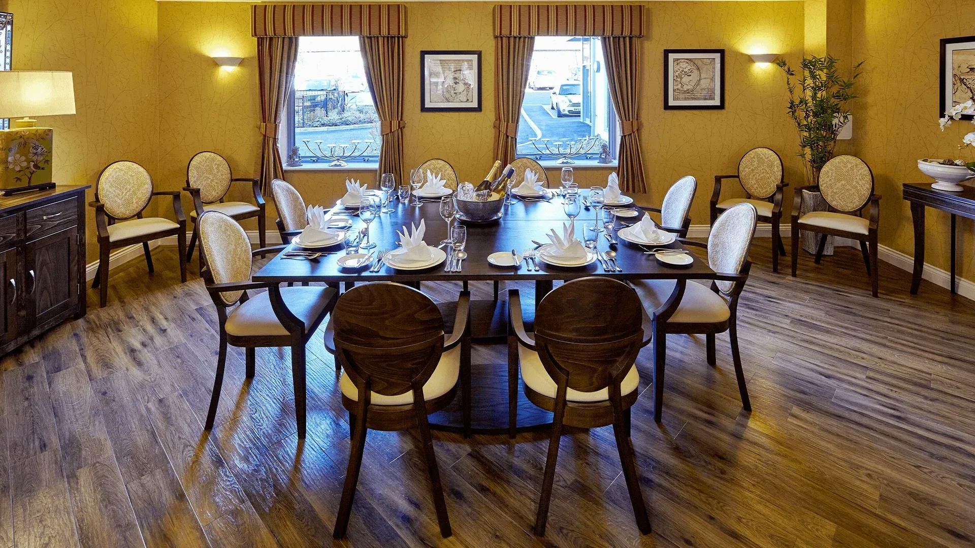 The dining area at Hawthorns Aldridge Care Home in Walsall, Staffordshire