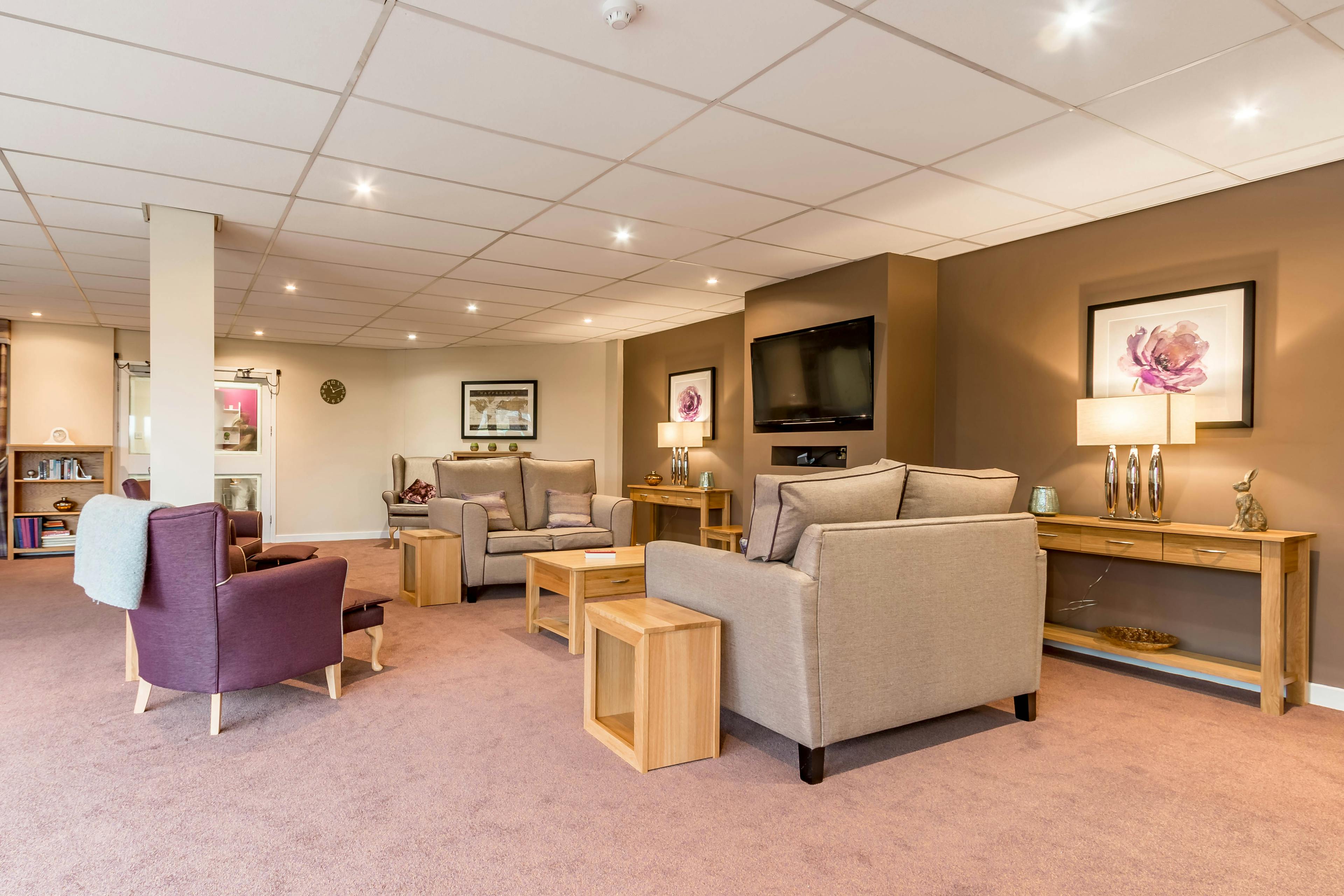 Lounge of Hafan-Y-Coed Care Home in Llanelli, Wales