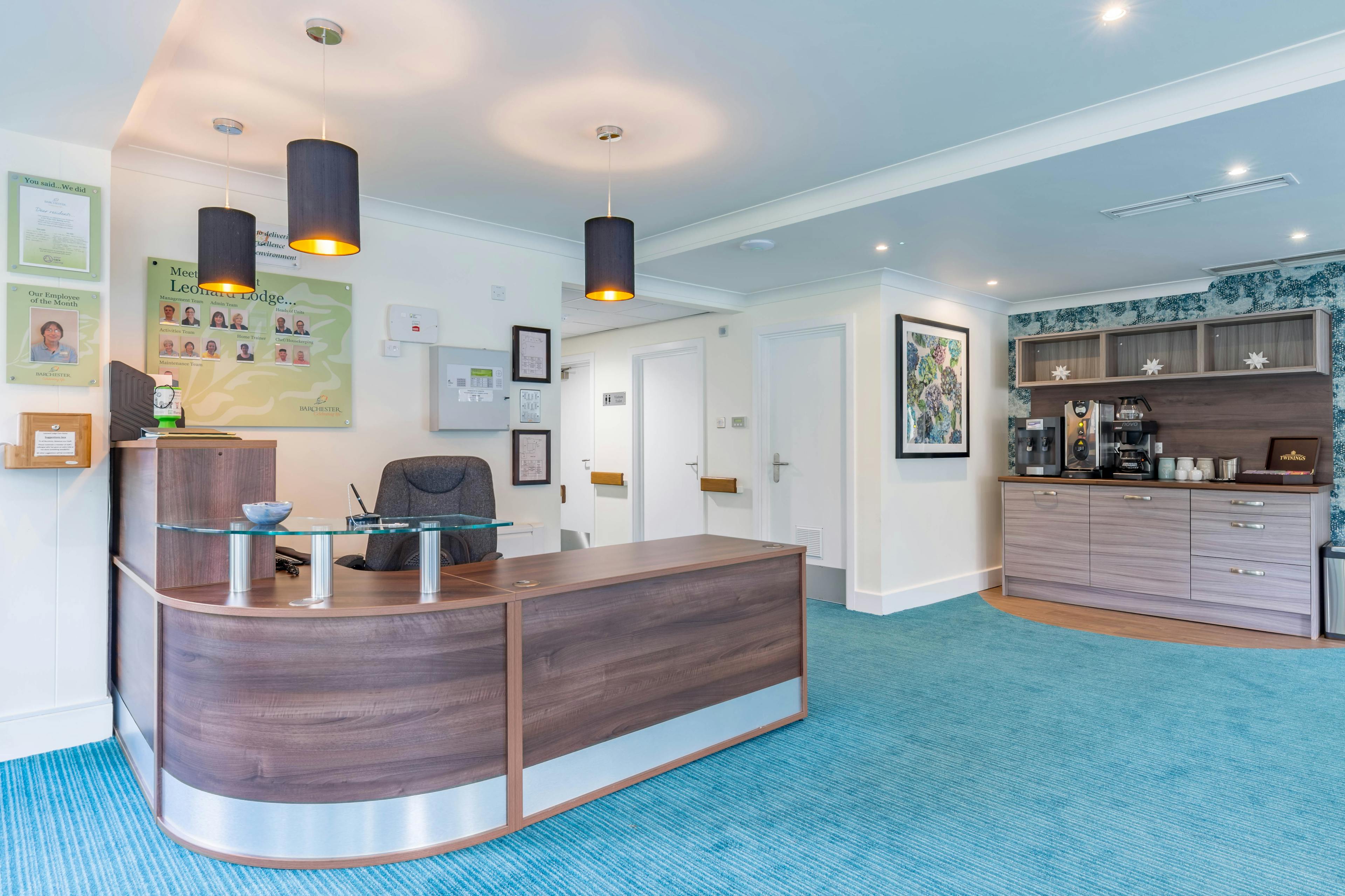 Reception at Leonard Lodge Care Home in Brentwood, Essex