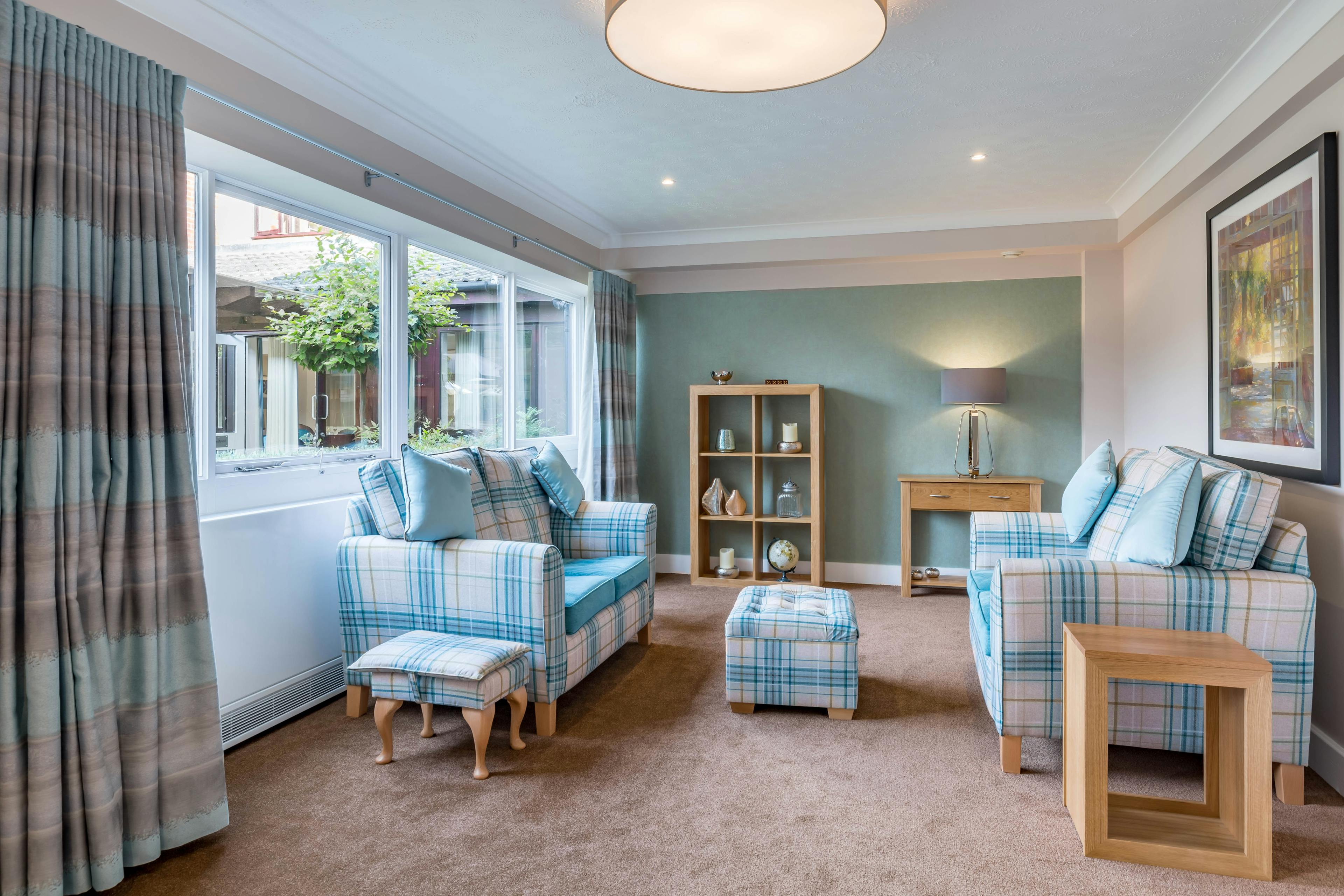 Communal Lounge at Leonard Lodge Care Home in Brentwood, Essex