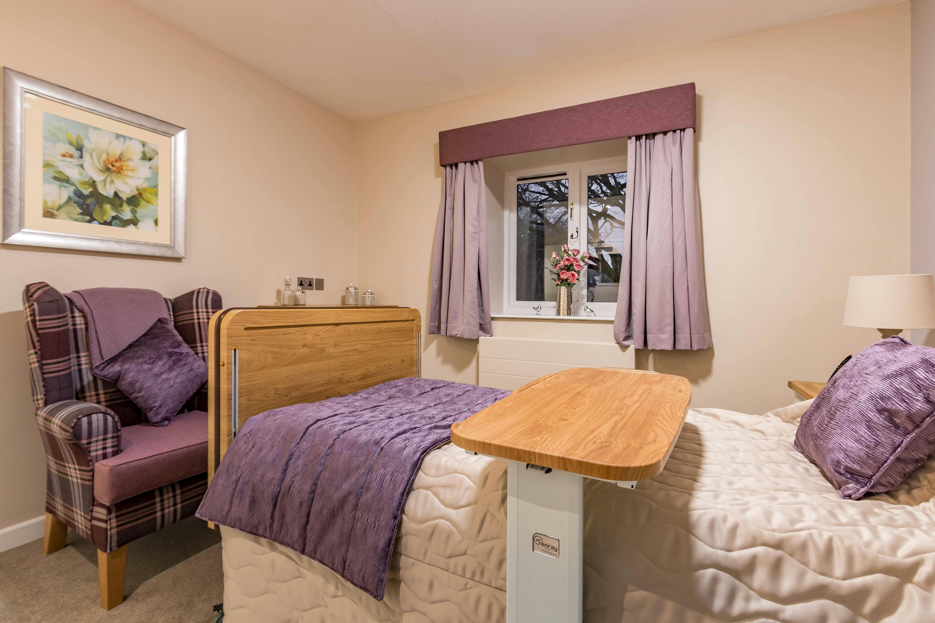 Bedroom at Llys-y-Tywysog Care Home Swansea, Wales