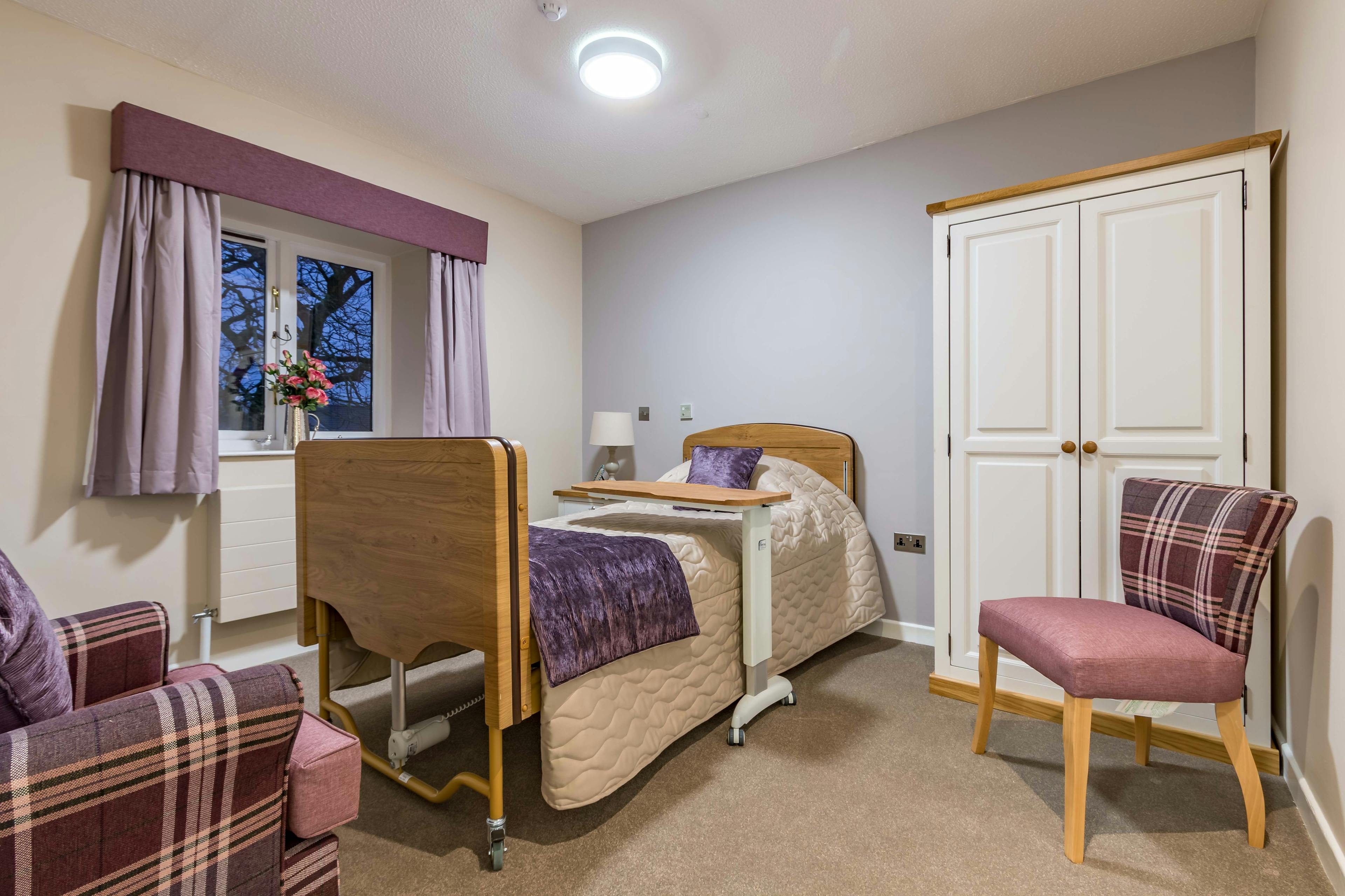 Bedroom at Llys-y-Tywysog Care Home Swansea, Wales