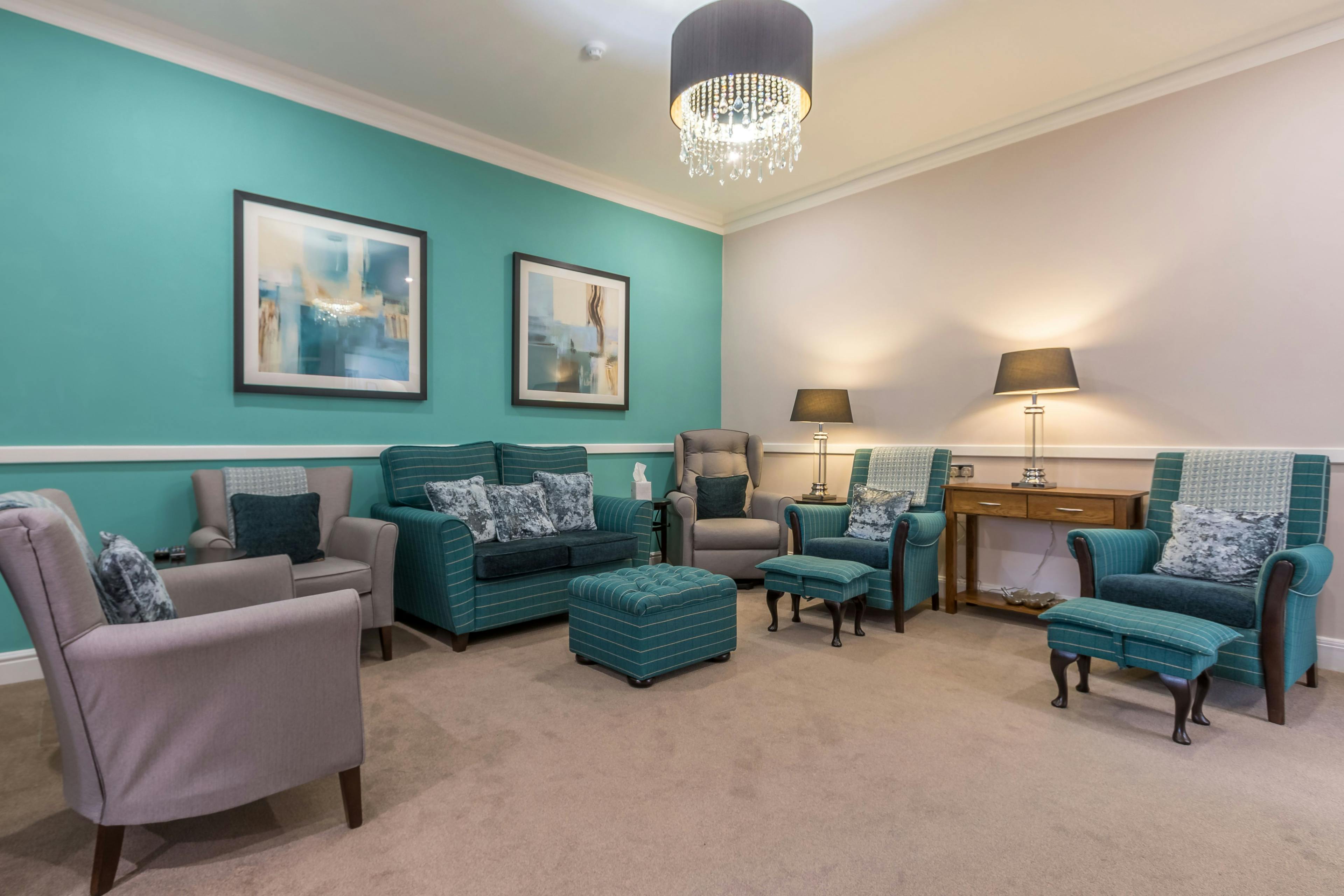 Communal Lounge at Oxford Beaumont Care Home in Oxford, Oxfordshire