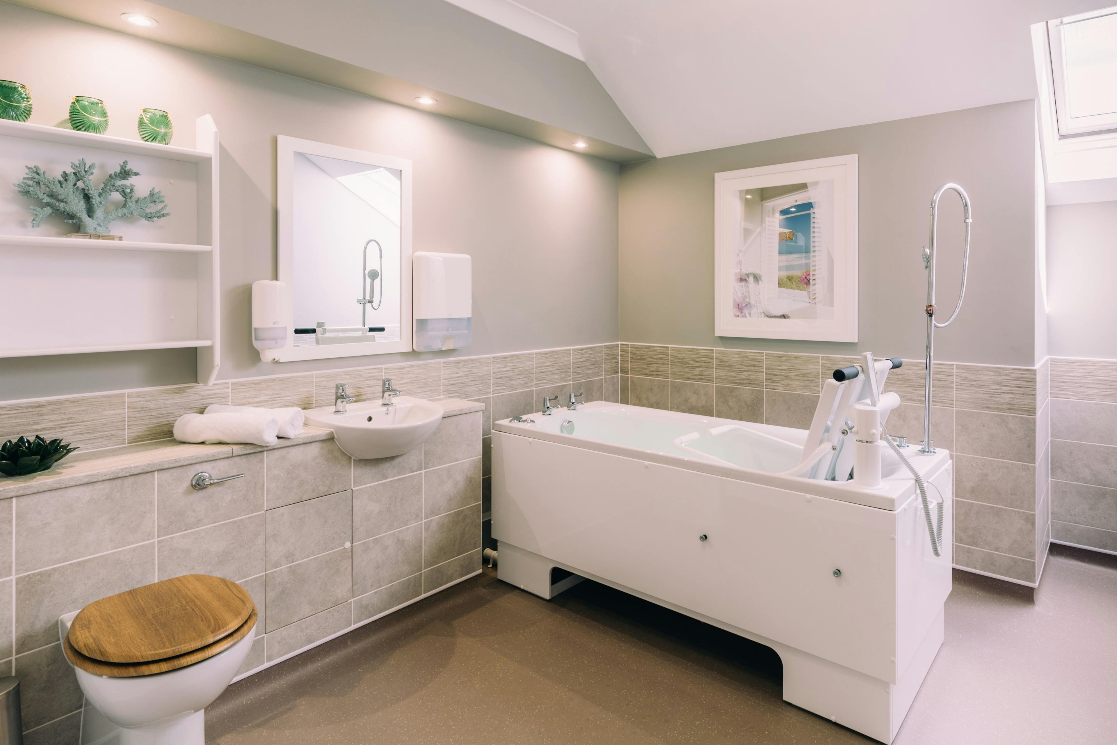 Spa Bathroom at Peony Court Care Home in Croydon, Greater London
