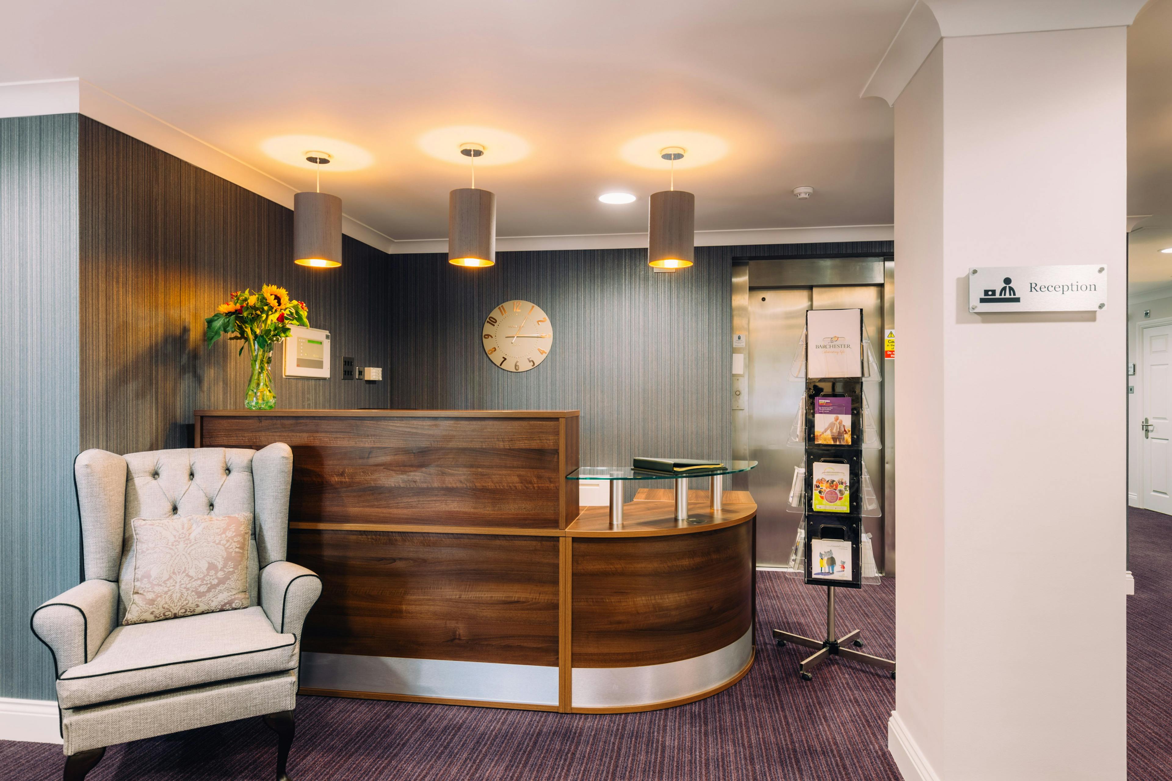 Reception at Peony Court Care Home in Croydon, Greater London