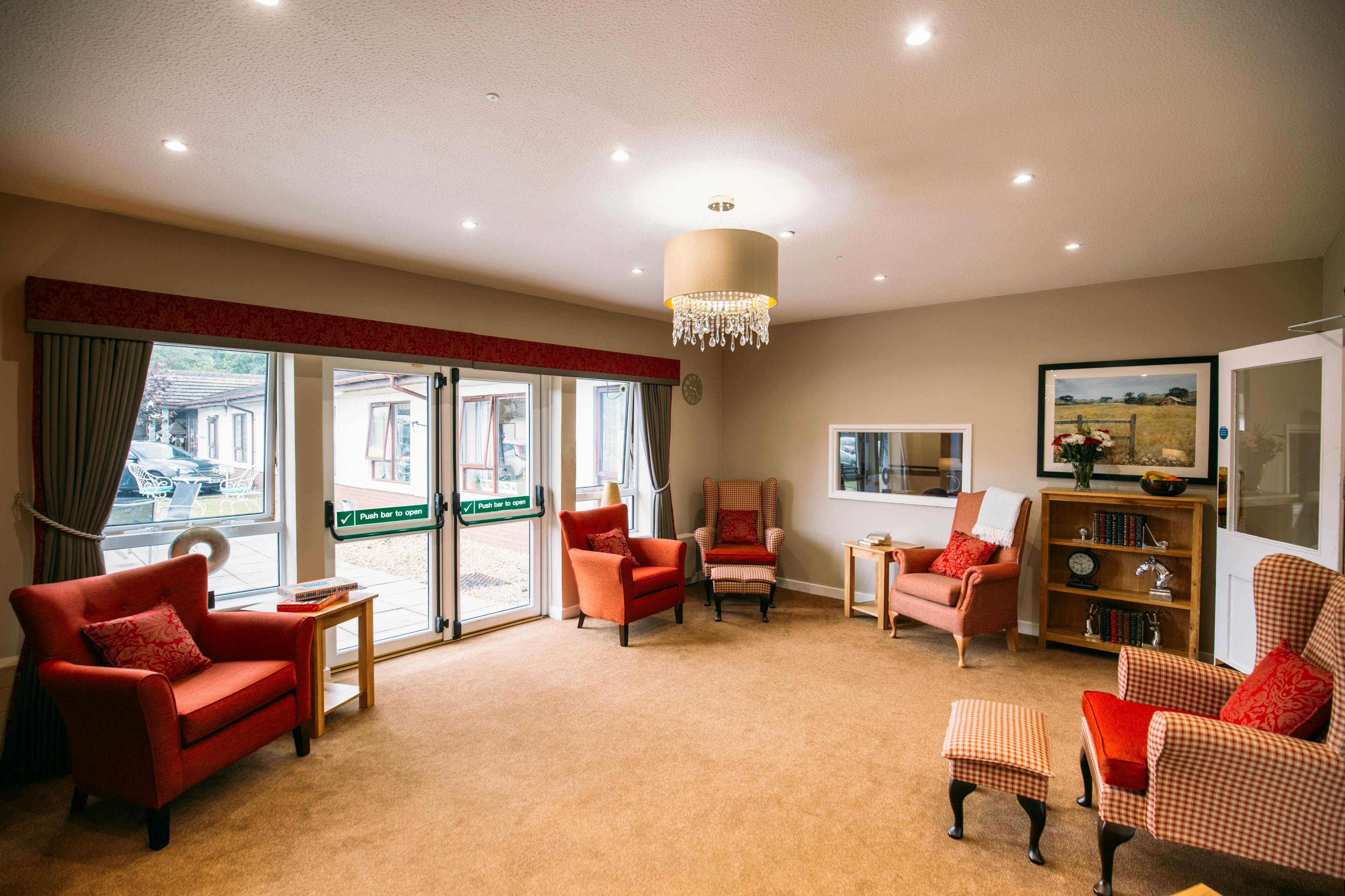 Communal Lounge at Plas-y-Dderwen Care Home in Camarthen, Camarthenshire