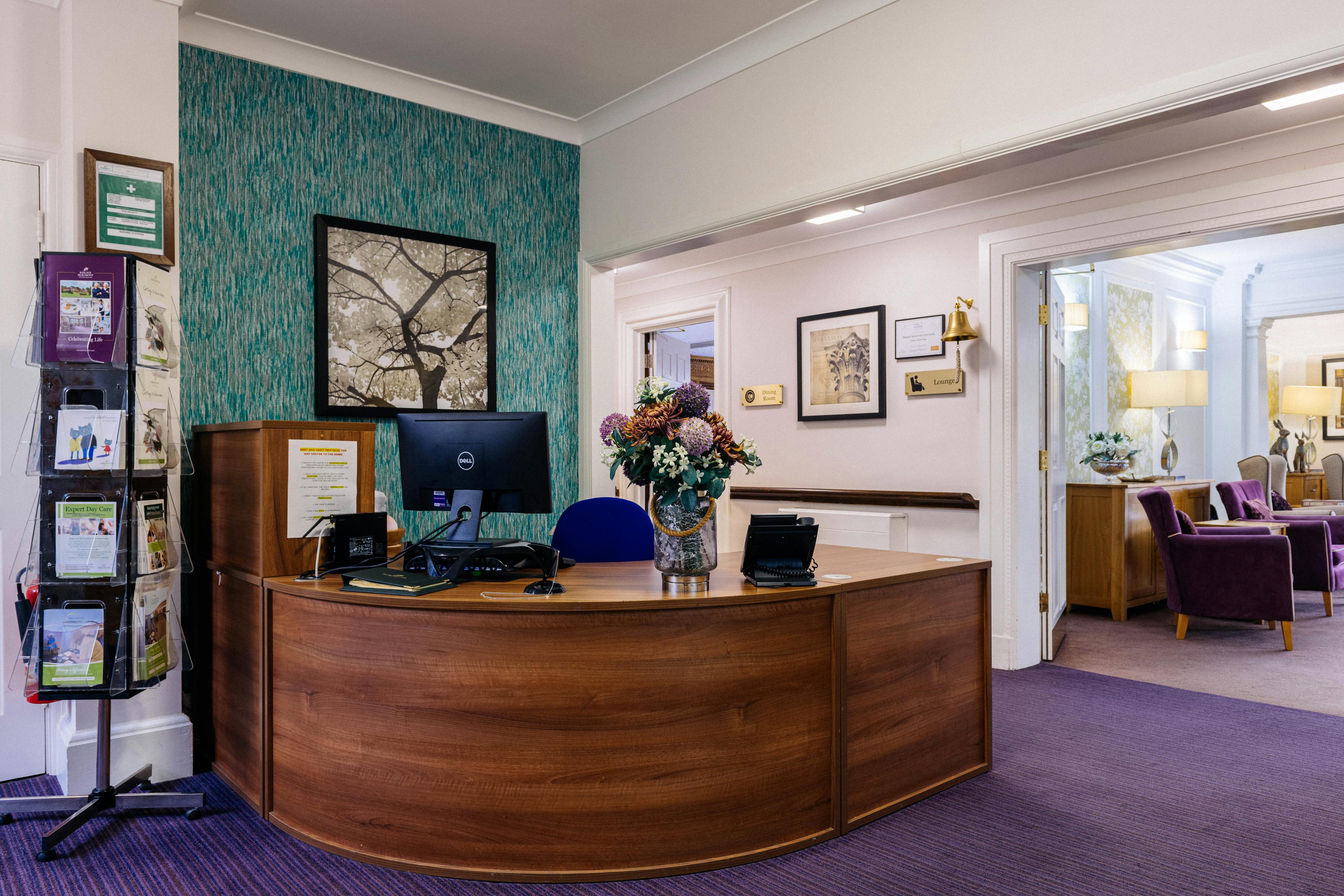 Reception at Reigate Beaumont Care Home in Reigate, Surrey