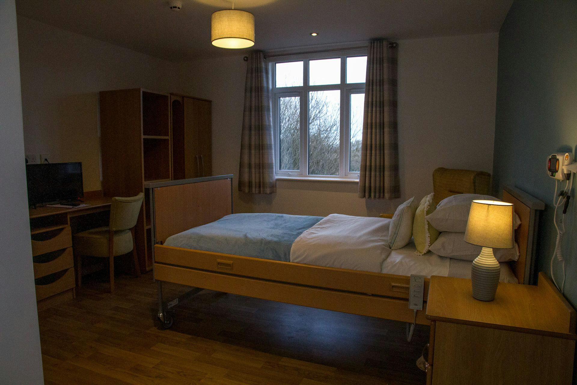 Bedroom of Bispham Garden care home in Blackpool, Lancashire