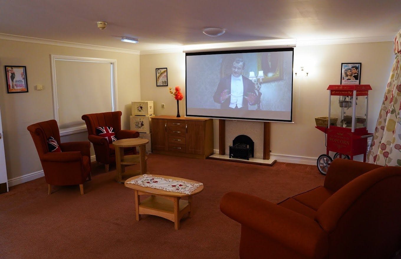 Cinema at Birchwood Court Care Home in Peterlee, County Durham