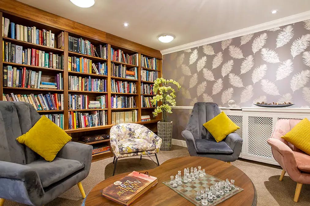 Library at Bramley Court Care Home in Cambridge, Cambridgeshire