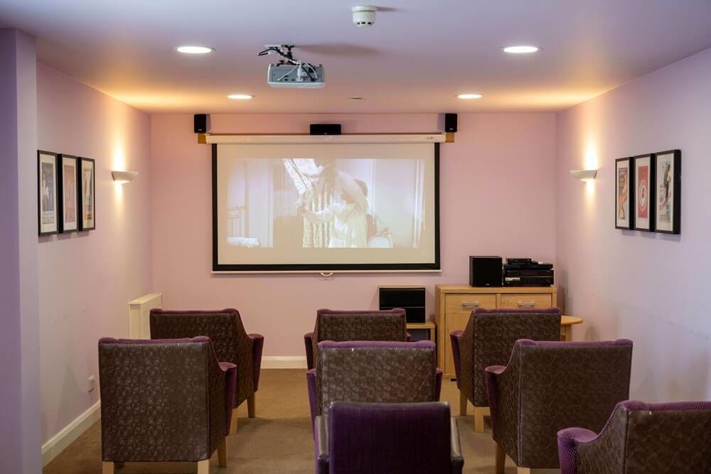 Cinema of Britten Court care home in Lowestoft, Suffolk