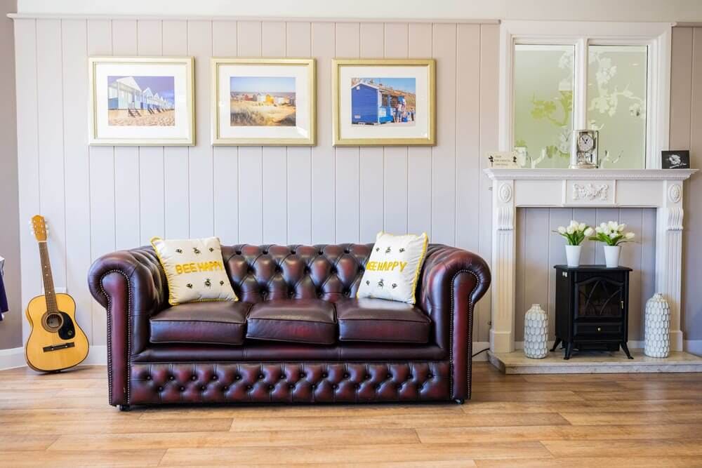 Lounge of Britten Court care home in Lowestoft, Suffolk