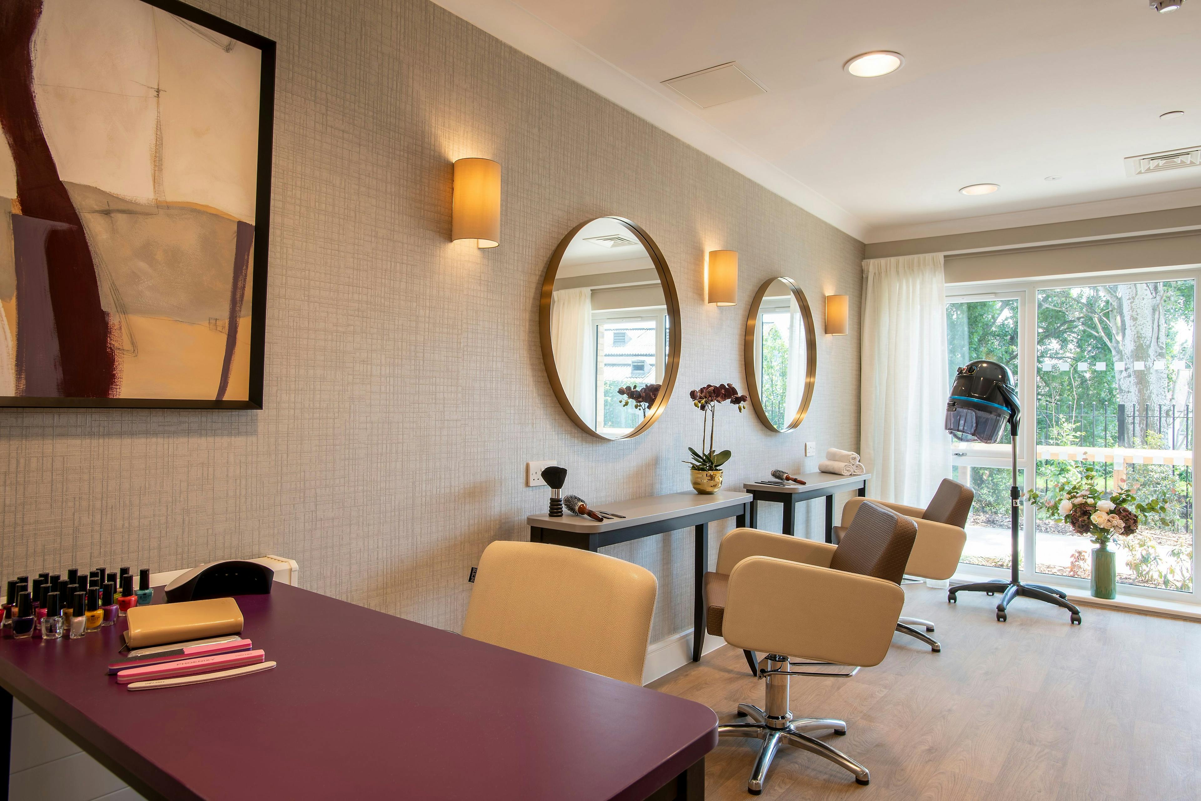 Salon at Brookwater House care home in Enfield, London