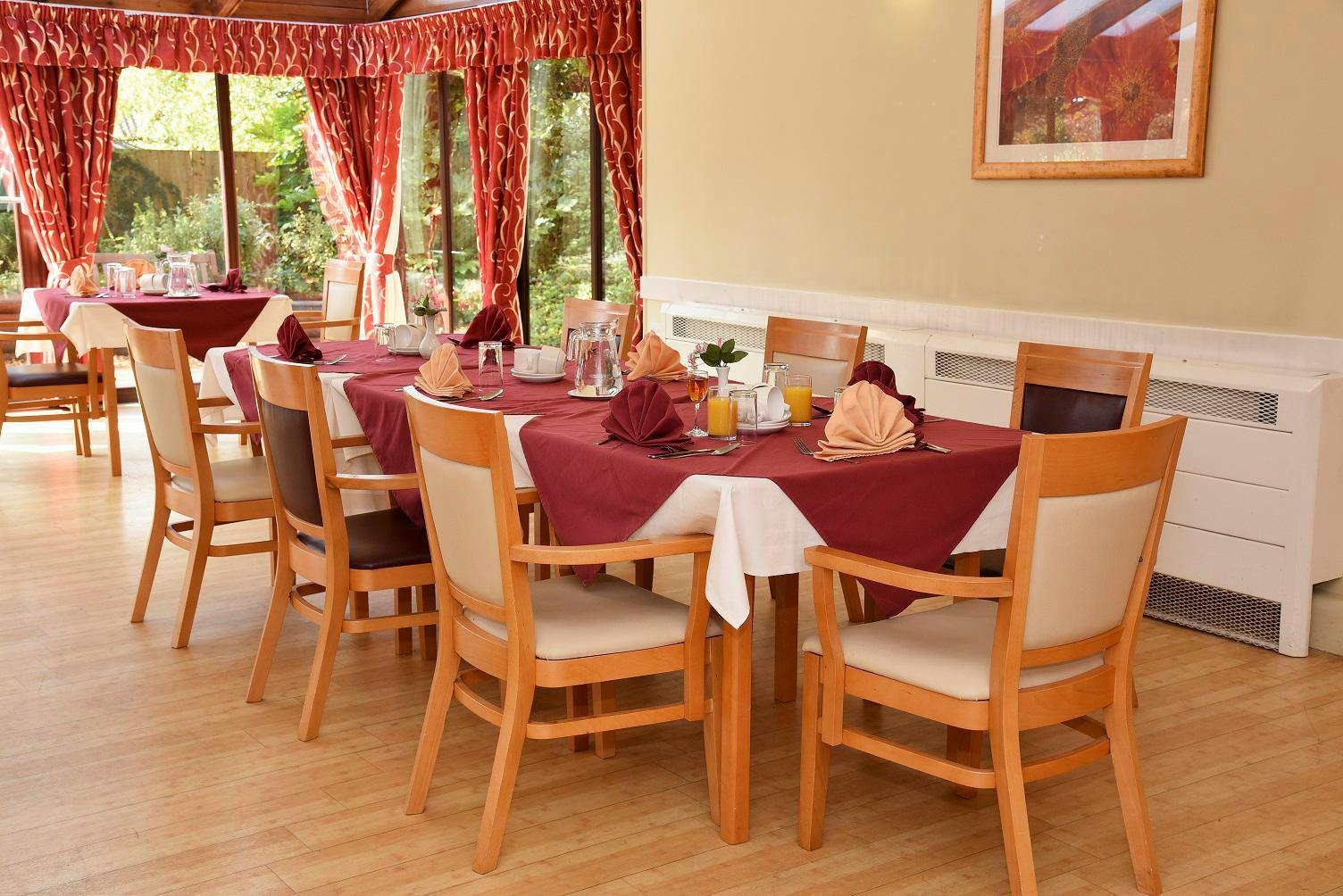 Dining area of Ashby Court care home in Ashby-de-la-zouch, Leicestershire