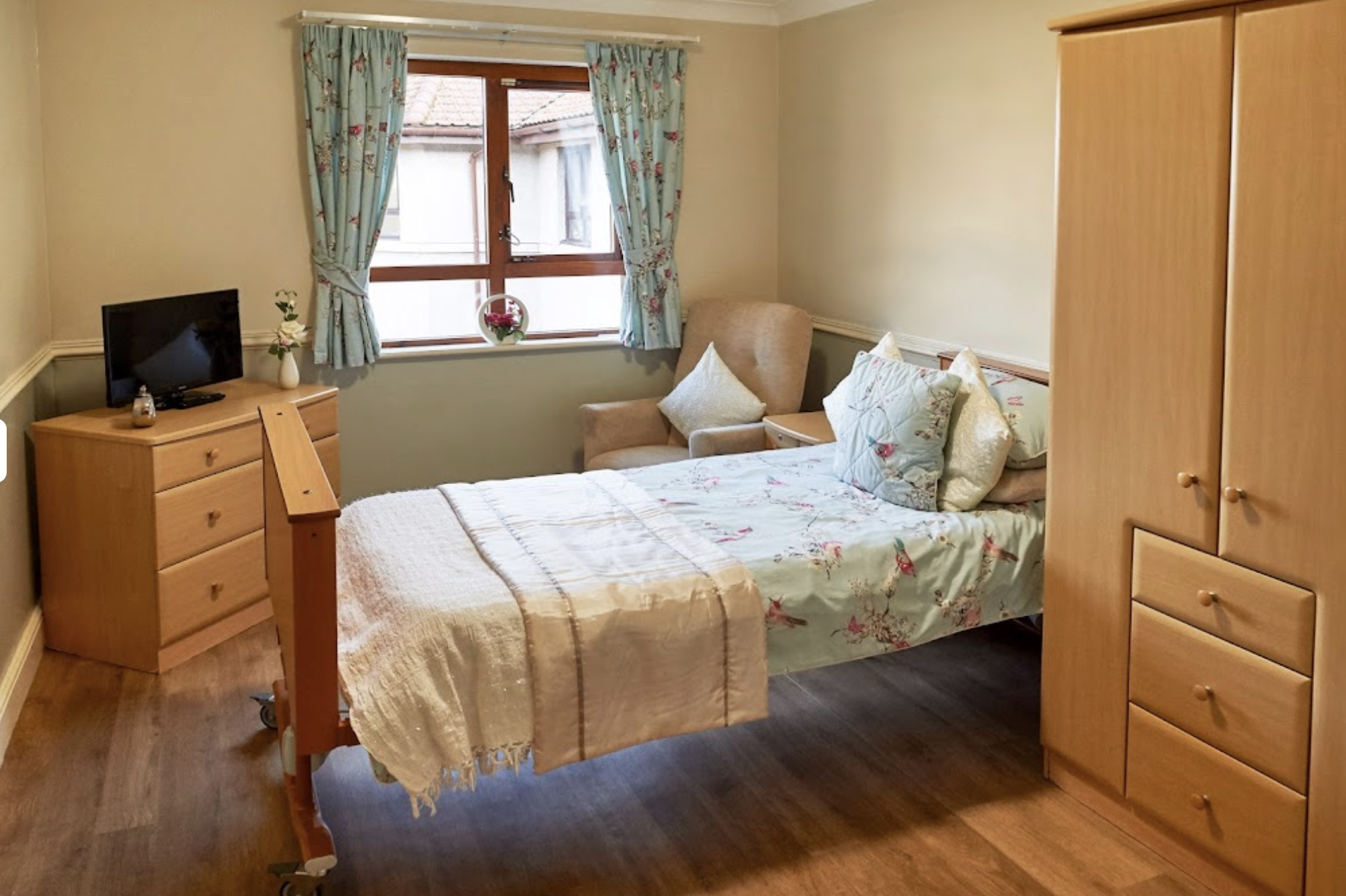 Bedroom of Braid Hills care home in Edinburgh, Scotland