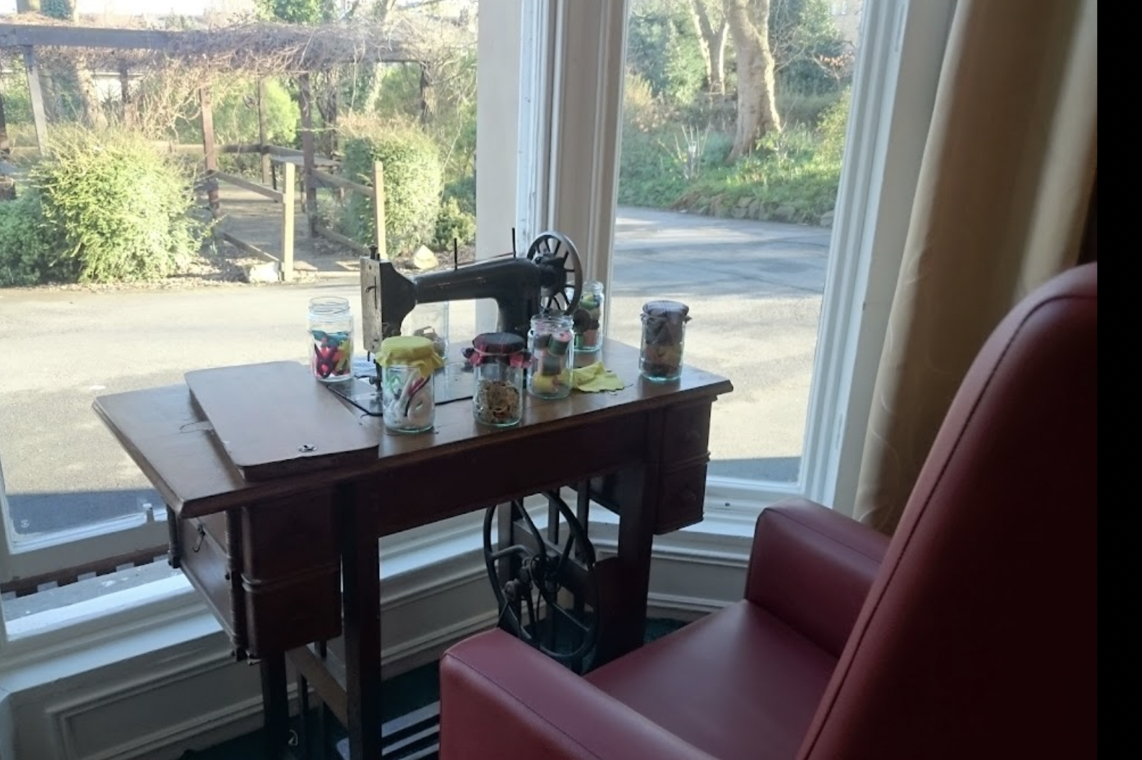 Window seat of Cleveland House care home in Huddersfield, West Yorkshire