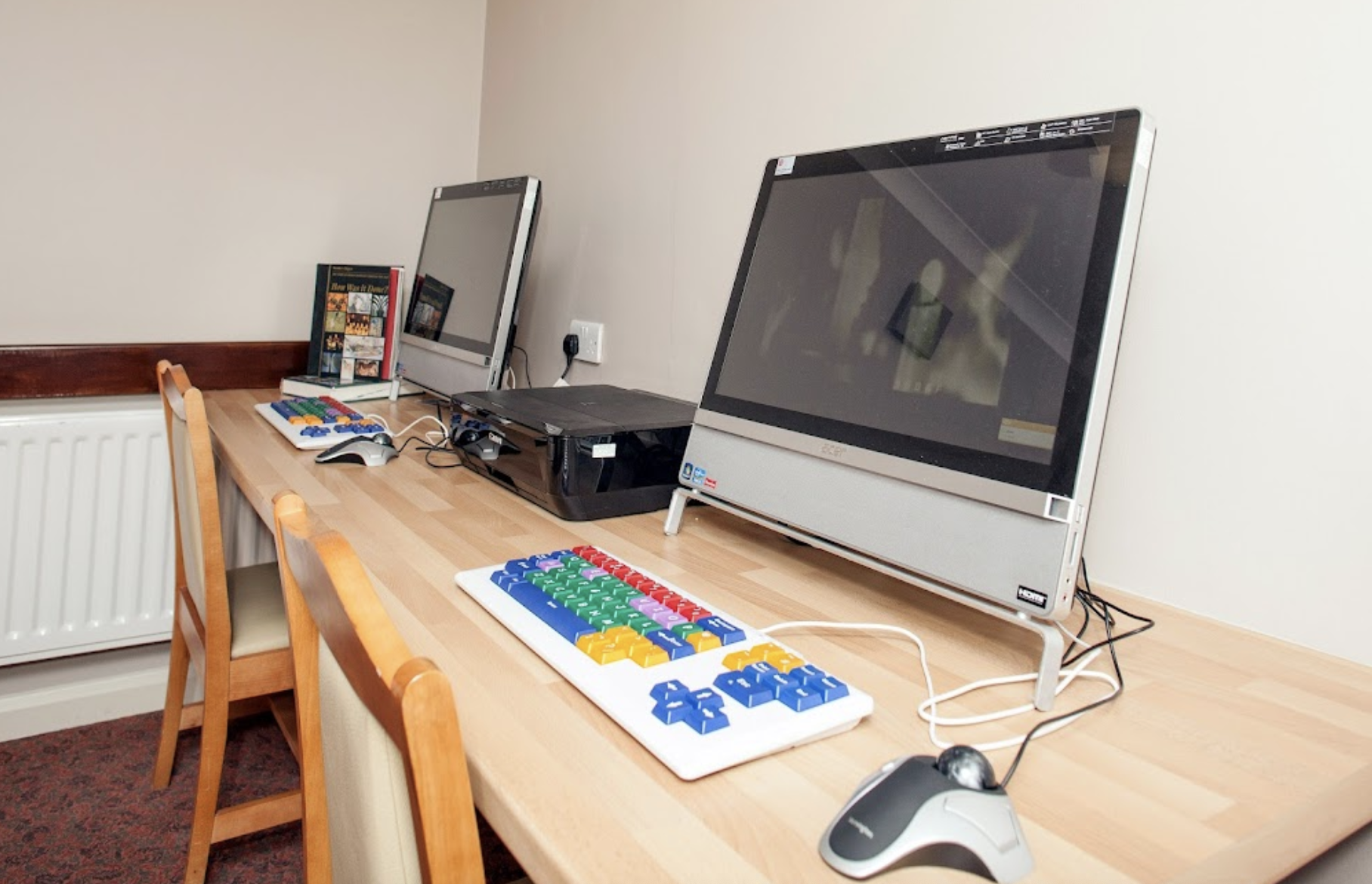 Computer room of Manor Court care home in Southall, London