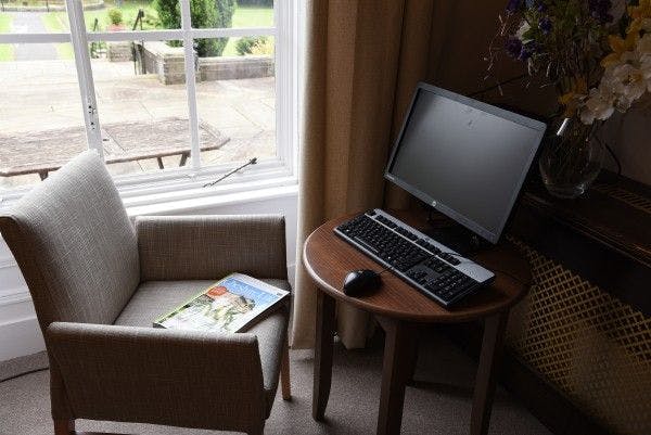 The computer area at The Manor House Care Home in Wirral, Merseyside