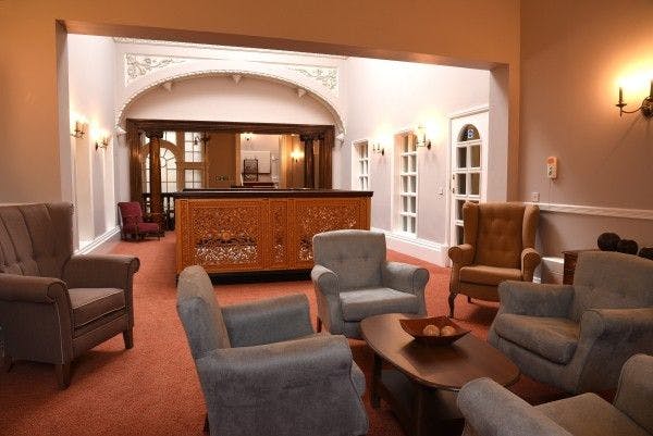 The communal area at The Manor House Care Home in Wirral, Merseyside