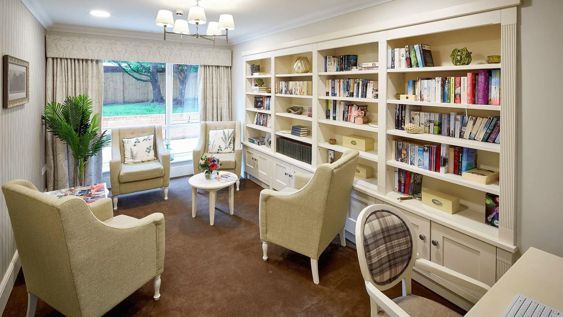 Library of Butlers Mews Care Home in Rugby, Warwickshire