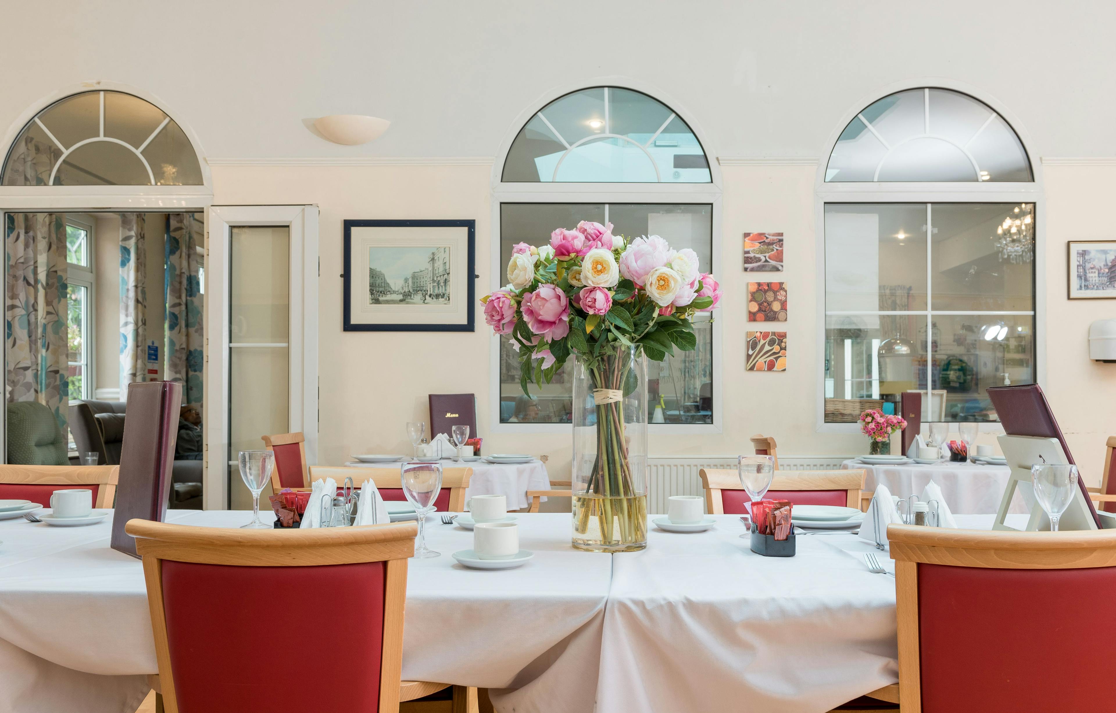 Dining room of The Cedars care home in Barnet, London