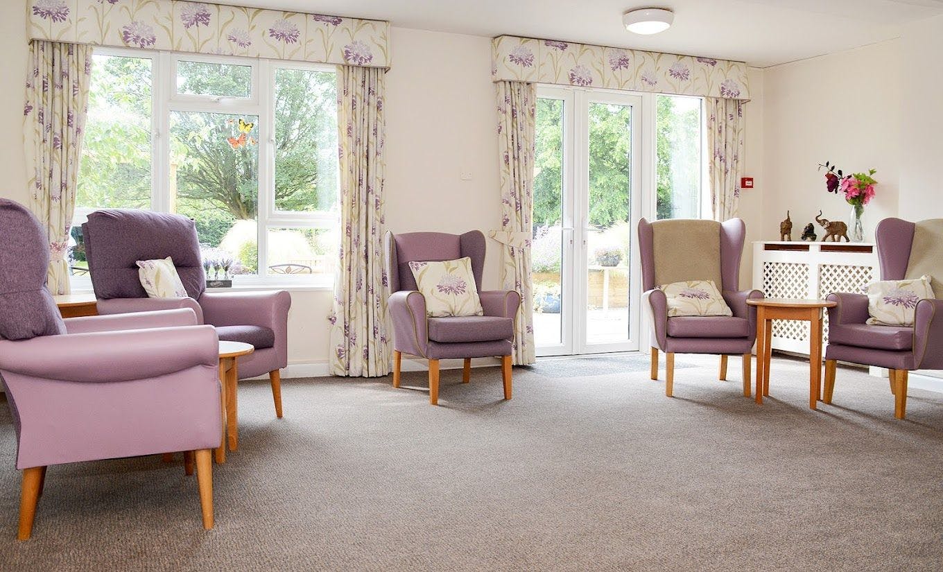 Lounge of Castle Dene care home in Bournemouth, Hampshire
