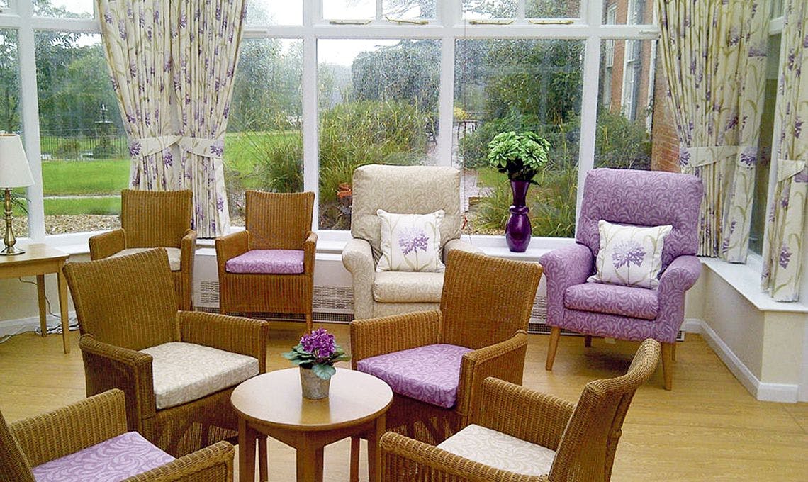 Lounge of Fremington Manor care home in Barnstaple, Devon