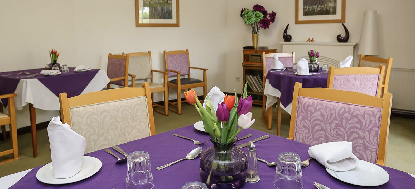 Dining room of Fremington Manor care home in Barnstaple, Devon