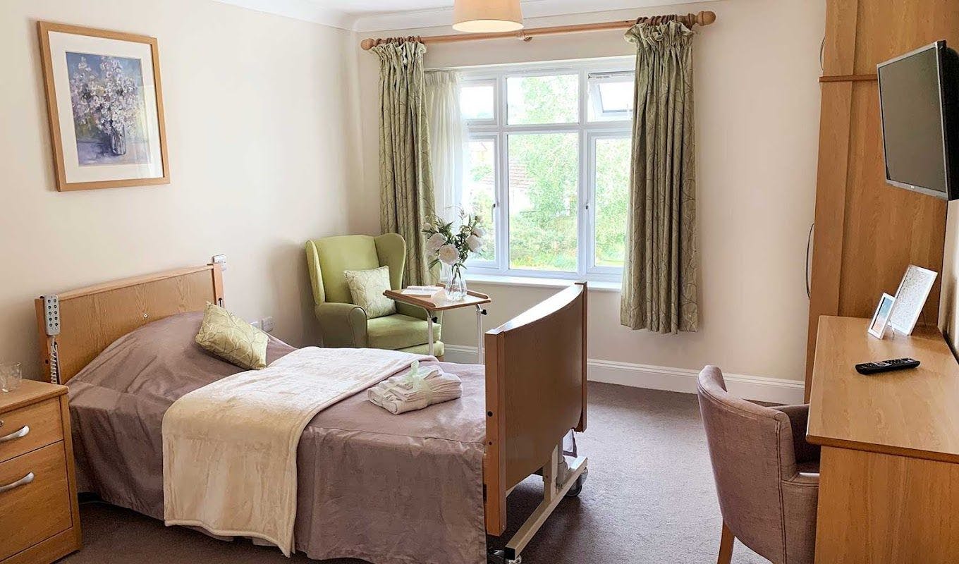 Bedroom of Wickmeads care home in Bournemouth, Hampshire
