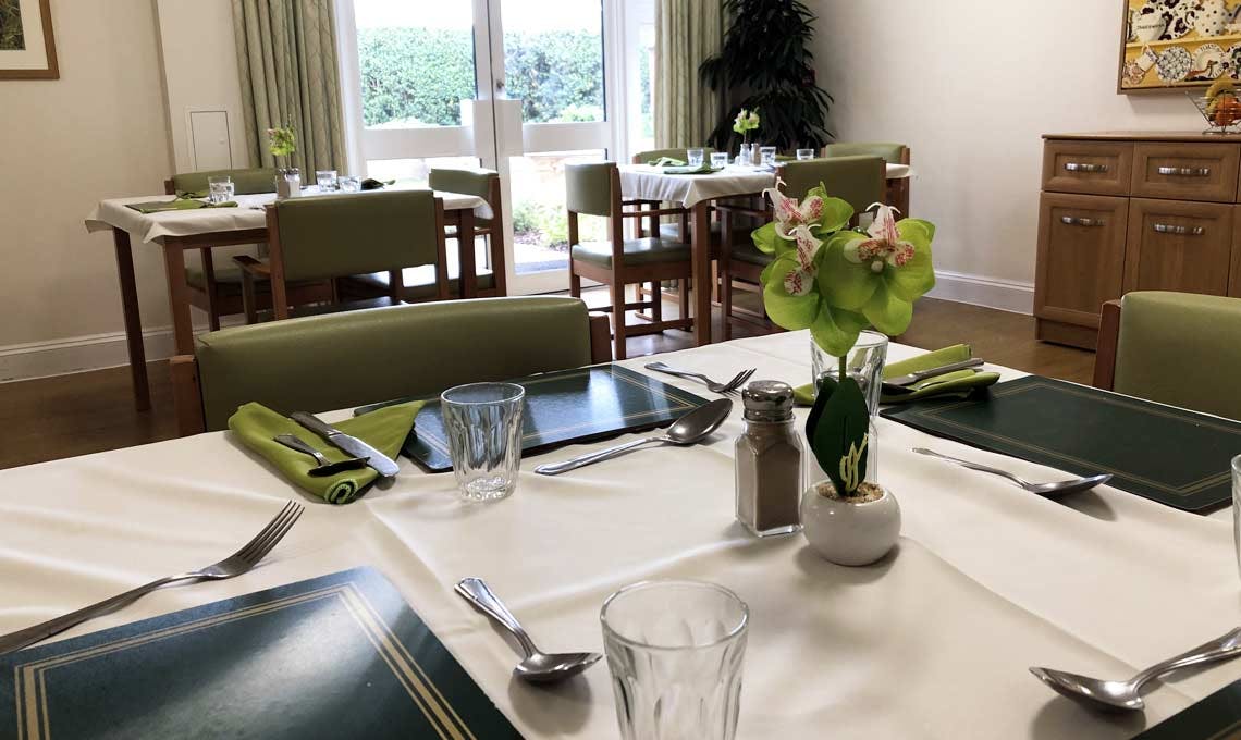 Dining room of Wickmeads care home in Bournemouth, Hampshire