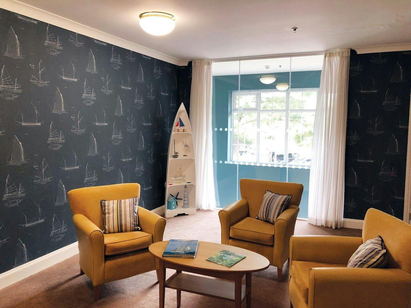 Lounge of Wickmeads care home in Bournemouth, Hampshire
