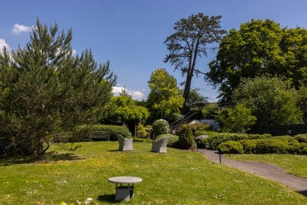 Garden of Llys Cynoed care home in Cardiff, Wales