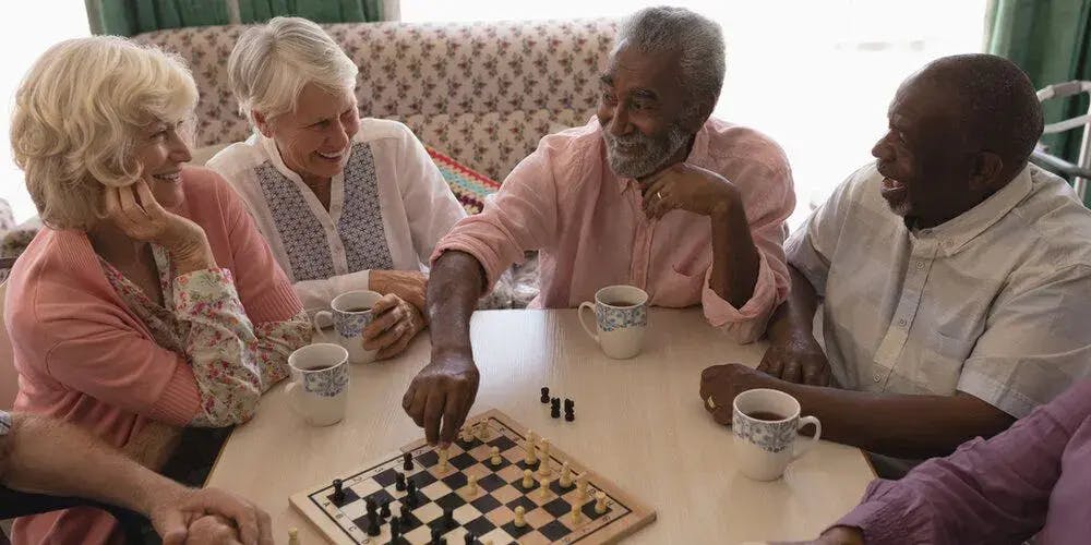 Care home residents playing Chess