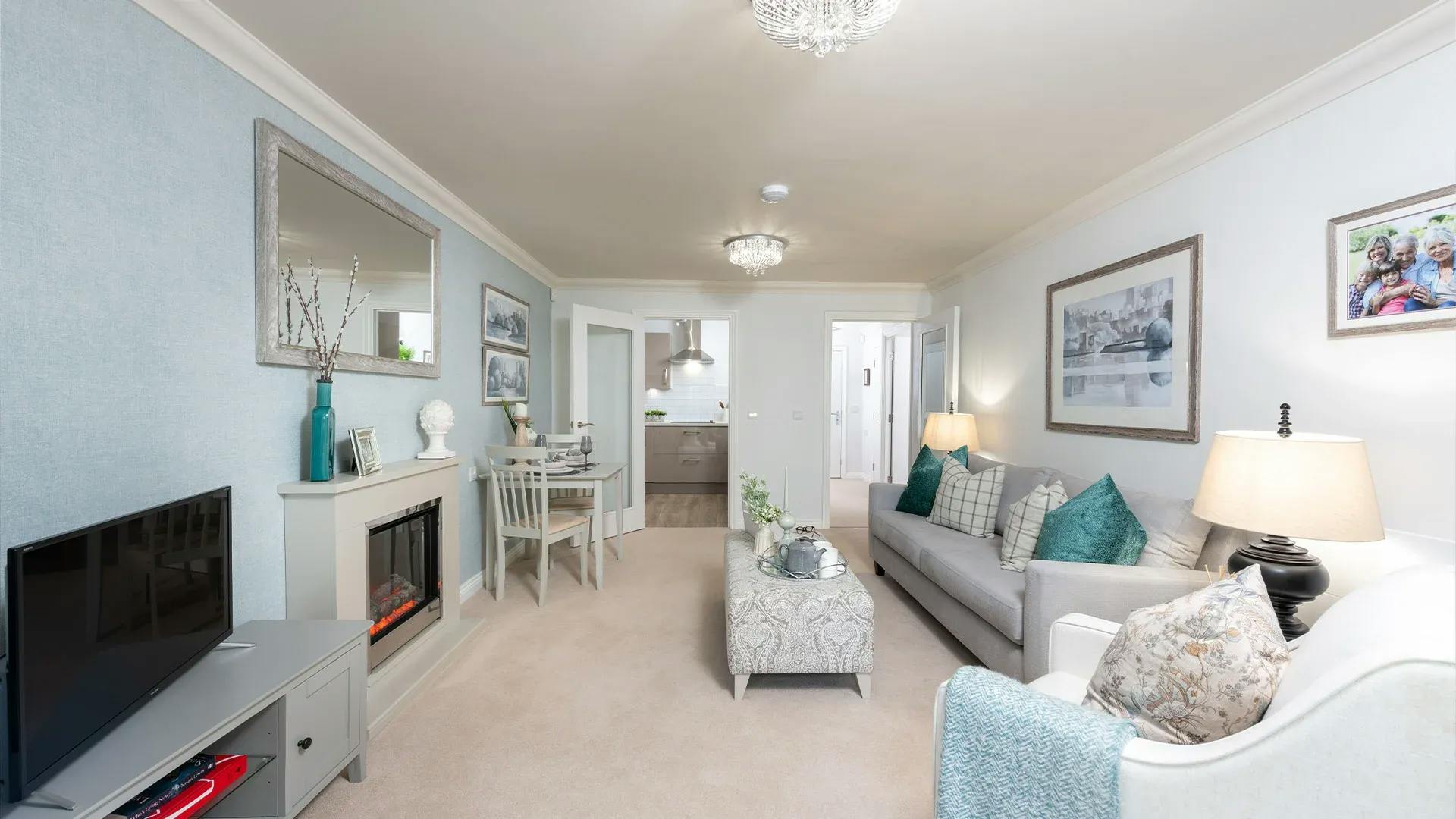 Living Room at Charrington Lodge retirement development in Oxted, Surrey