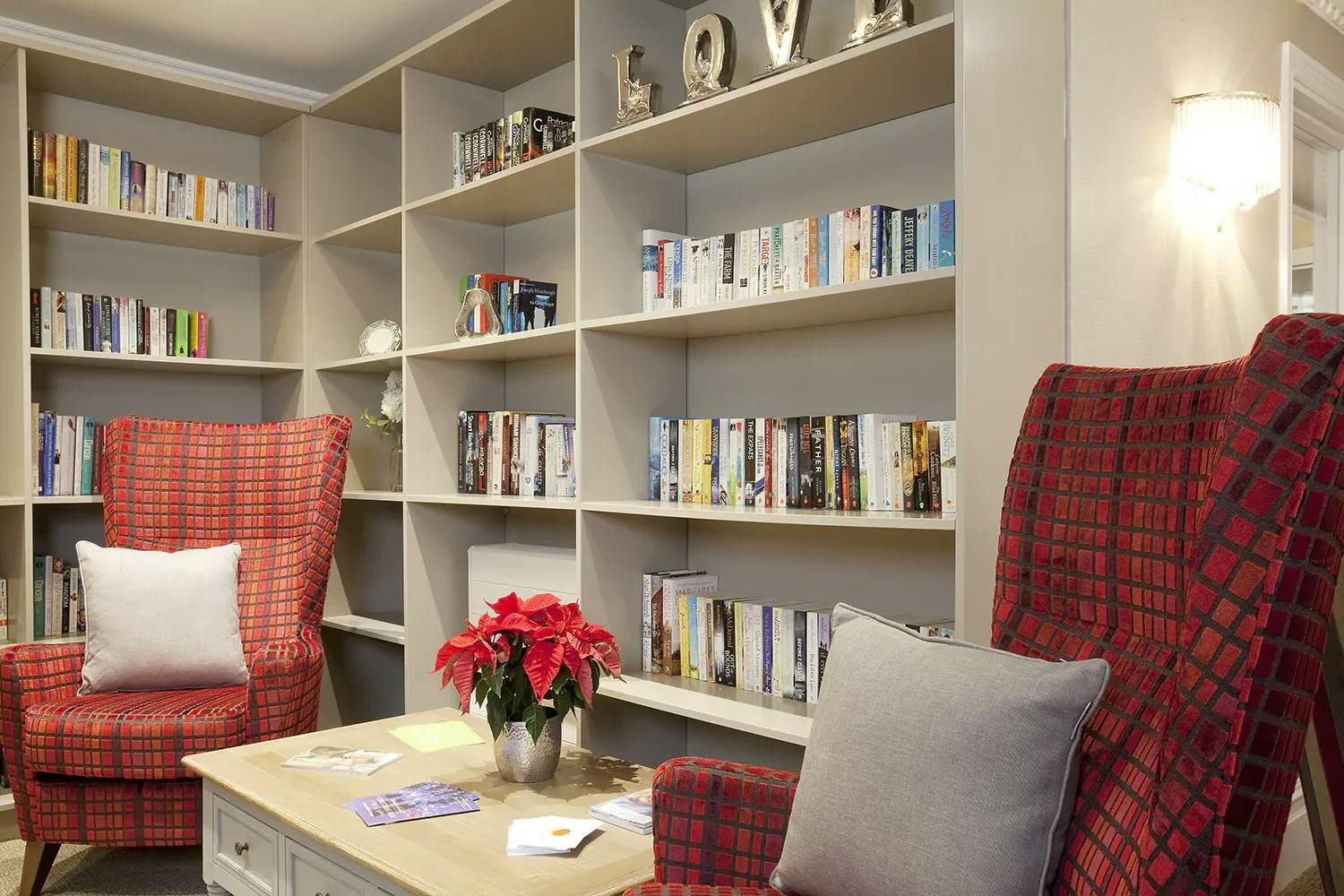 Library at Cherry Wood Grange Care Home in Chelmsford, Essex