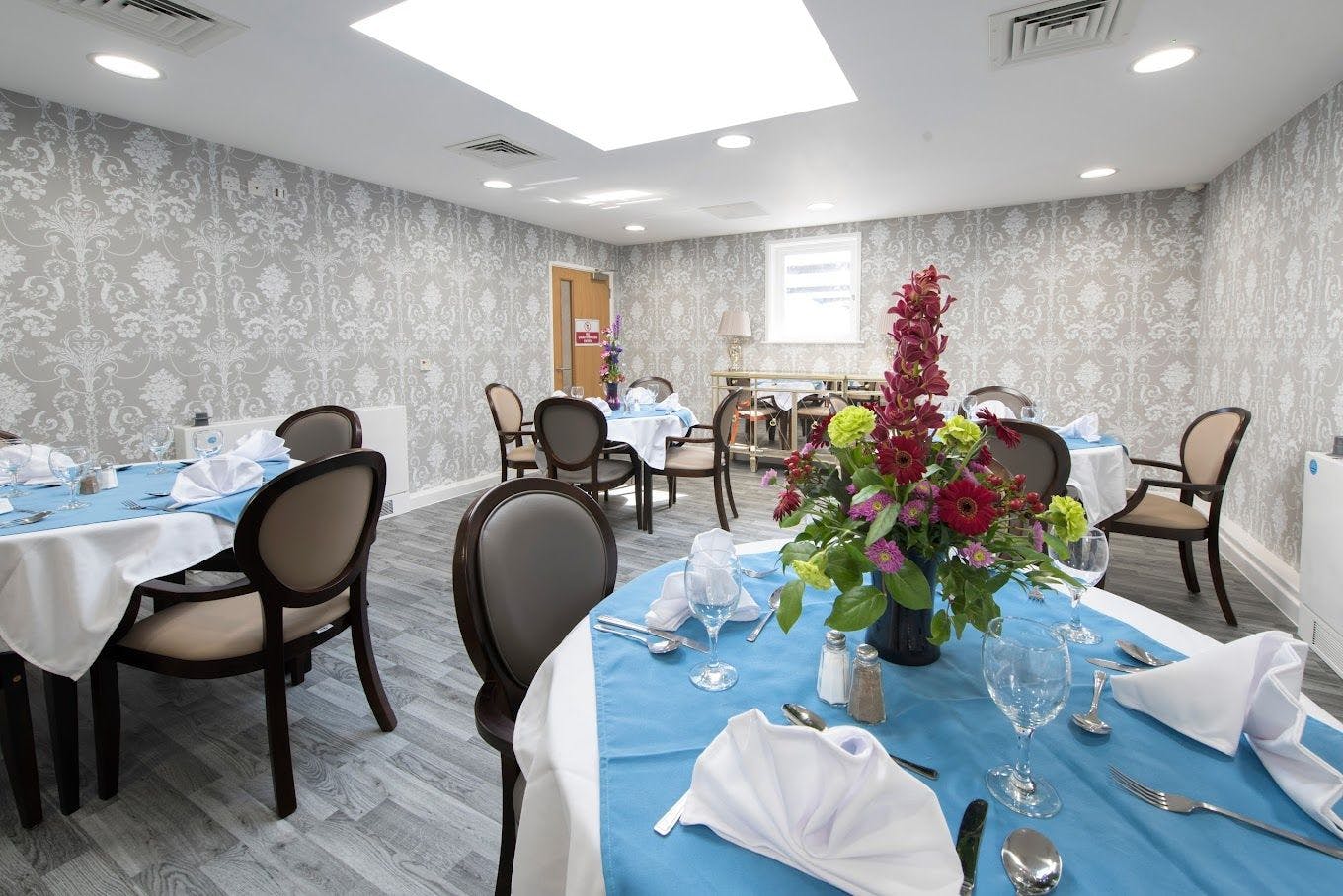 Dining area of Chocolate Works care village in York, Yorkshire