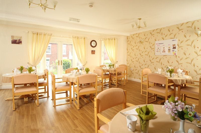 Dining room of Church View care home in Seaham, County Durham