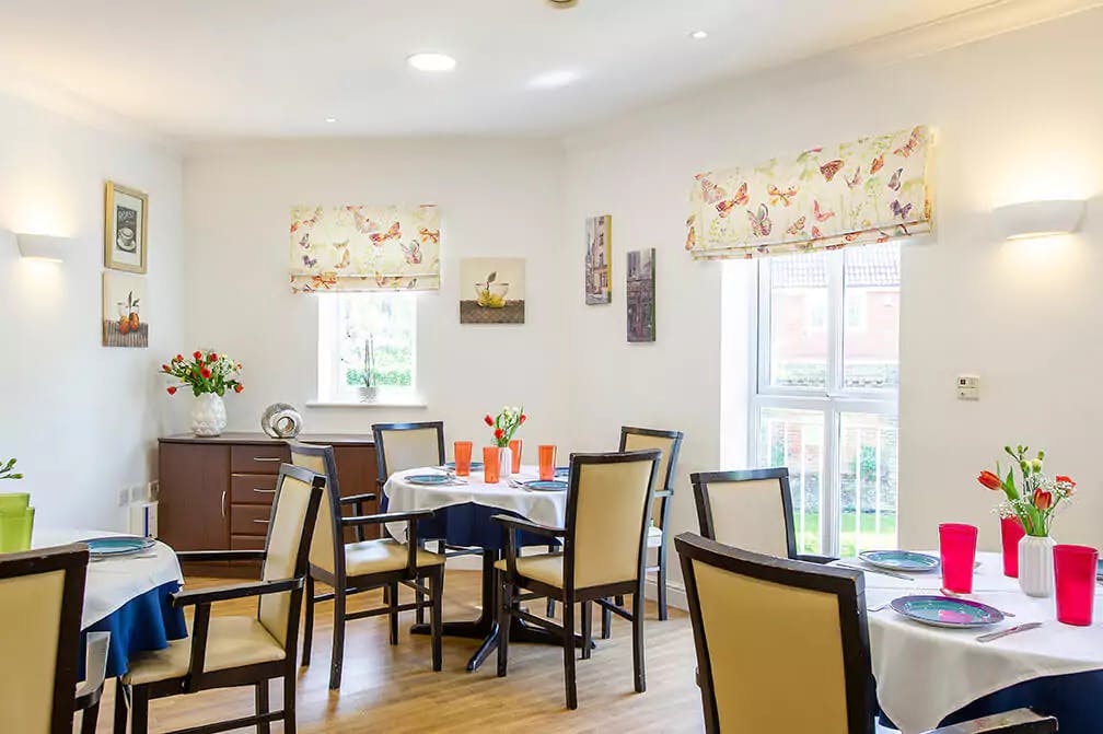 Dining area of Claremont Court Care Home in Guildford