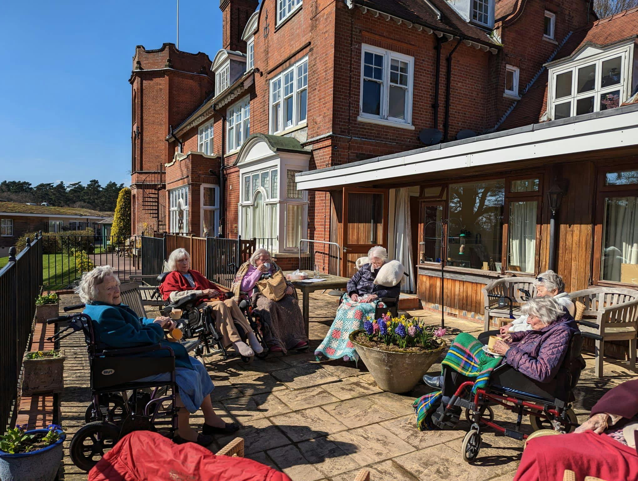 Terrace of Huntington House care home in Surrey